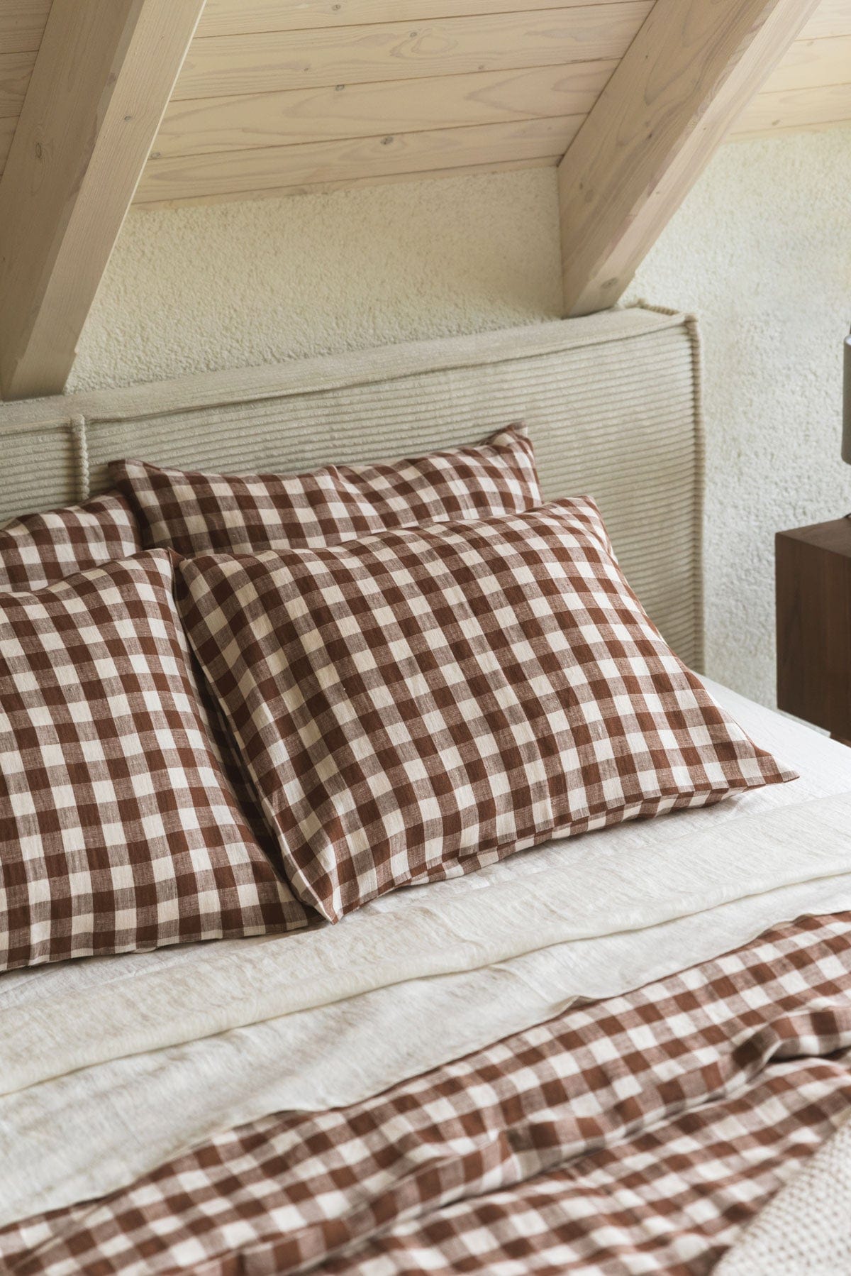 AmourLinen Leinen-Bettbezug Leinen-Bettbezug in Mokka-Gingham Leinen-Bettbezug in Mokka-Gingham | AmourLinen