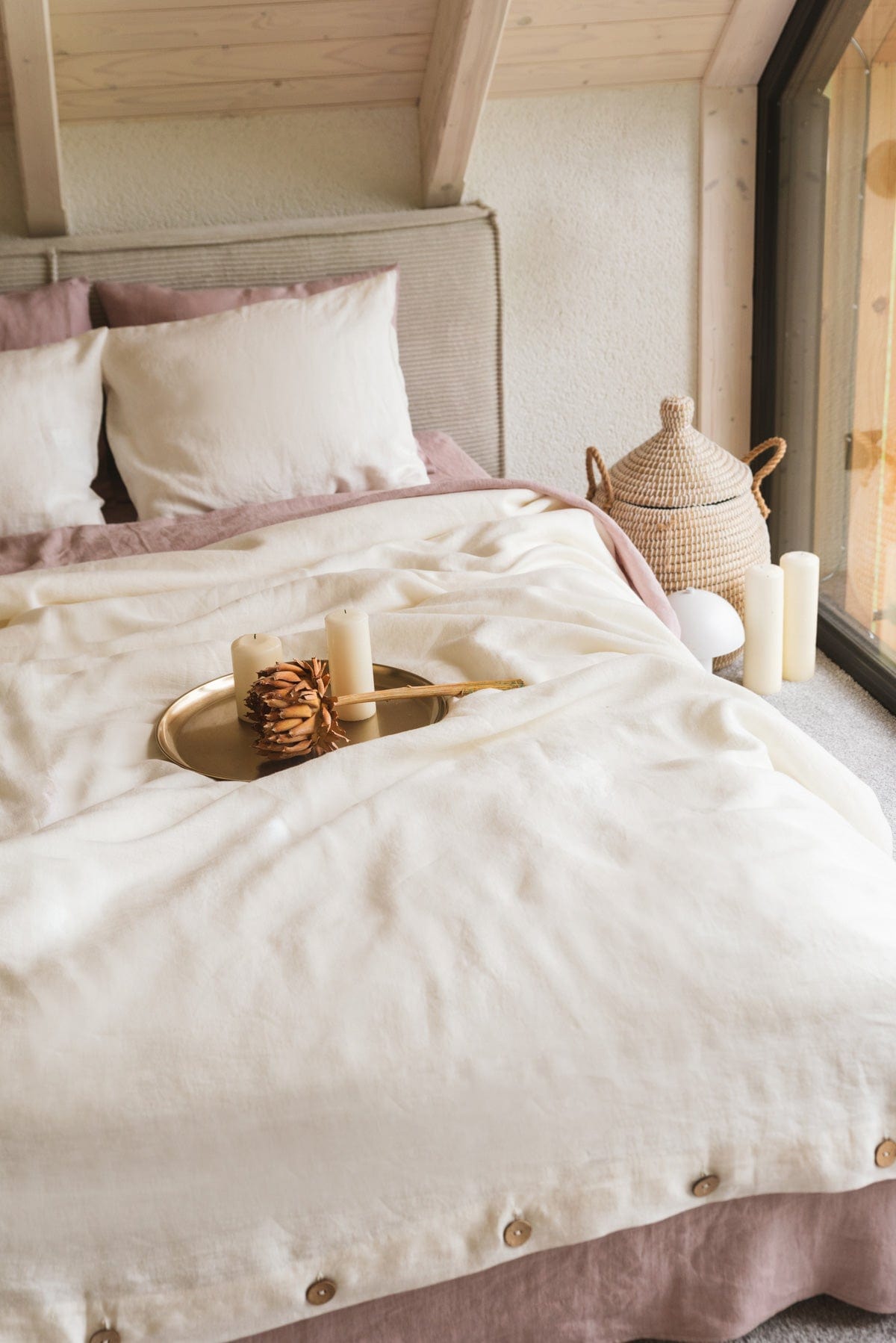 AmourLinen Leinen-Bettwäscheset Leinen-Bettwäscheset in Weiß Leinen-Bettwäscheset in Weiß