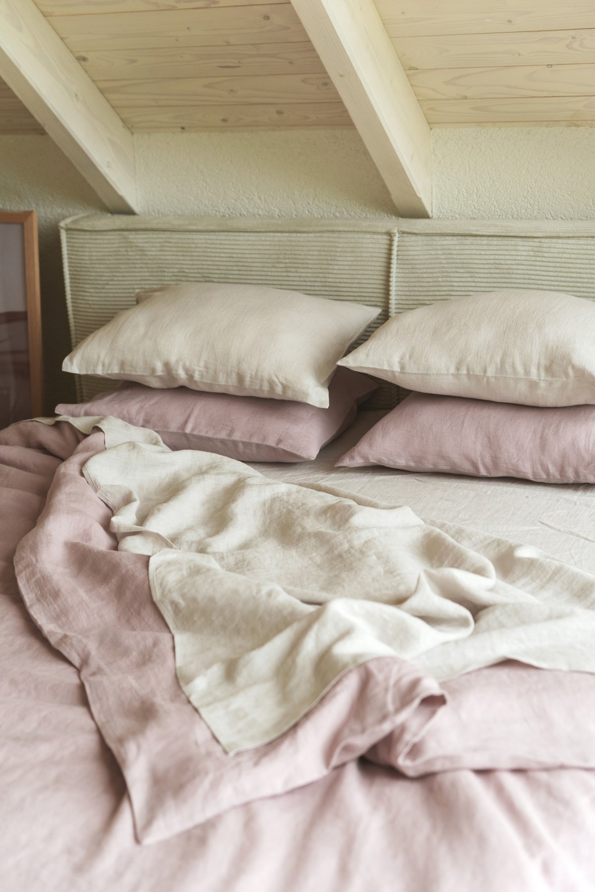 Bettlaken aus Leinen in Creme