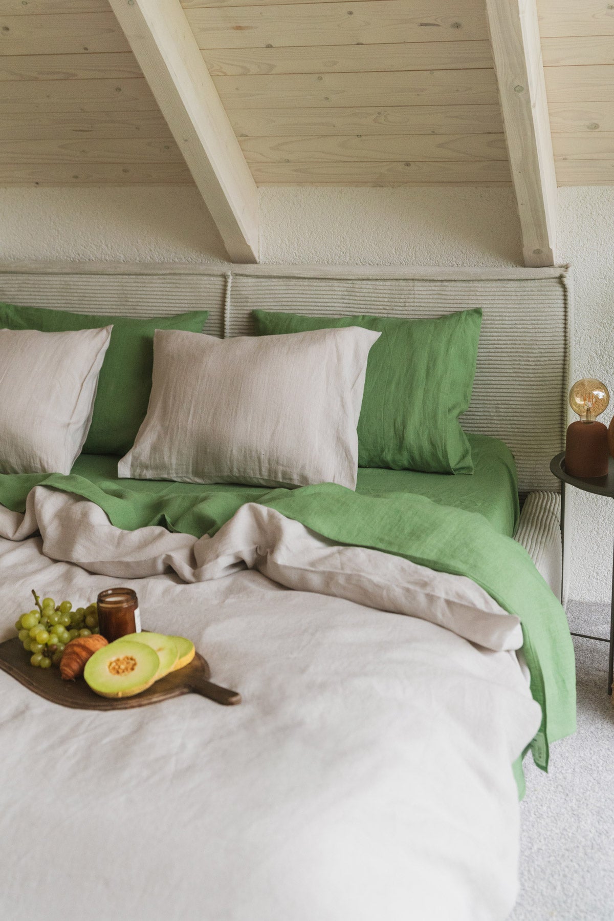 Leinen-Bettbezug in Creme