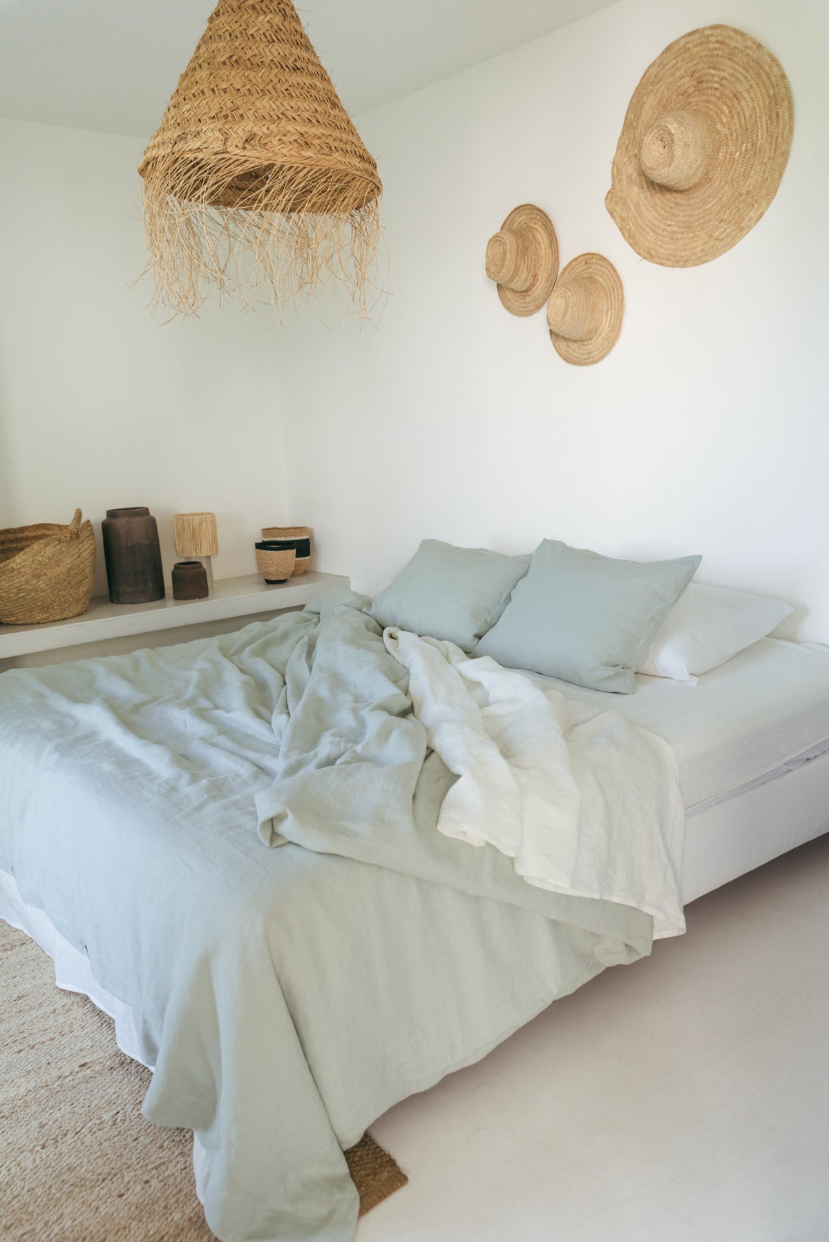 Leinen-Bettwäscheset in Salbeigrün