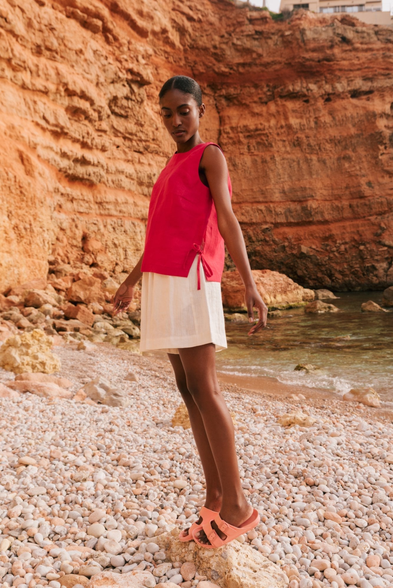 Leinentop ROSIE mit Bindebändern