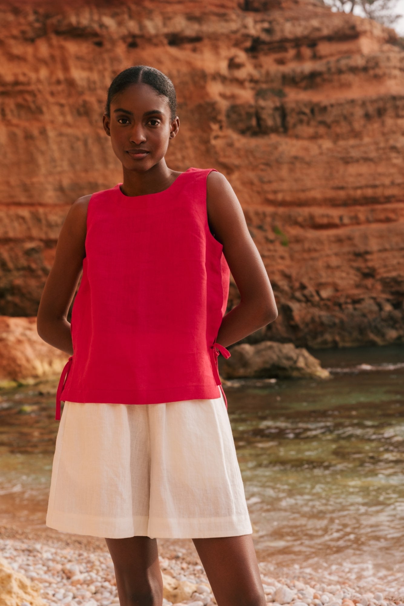 Leinentop ROSIE mit Bindebändern