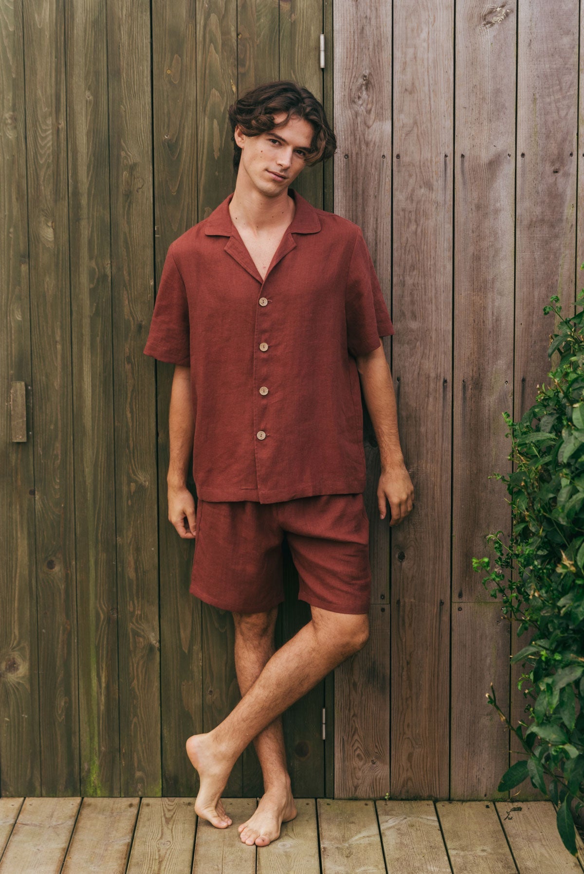 Leinen loungewear shorts set ASPEN - Terrakotta