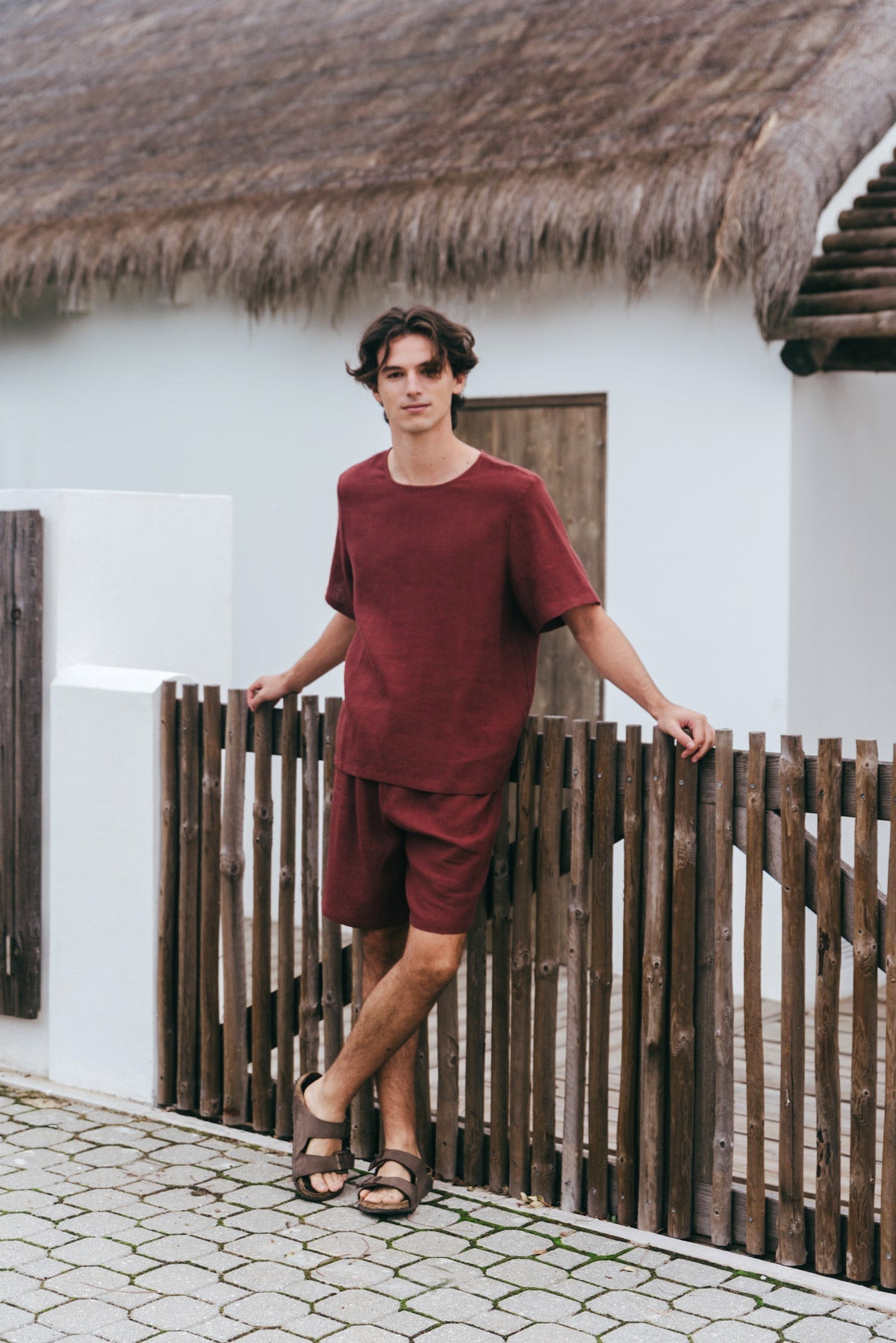 Leinen pyjama set mit shorts BILLY