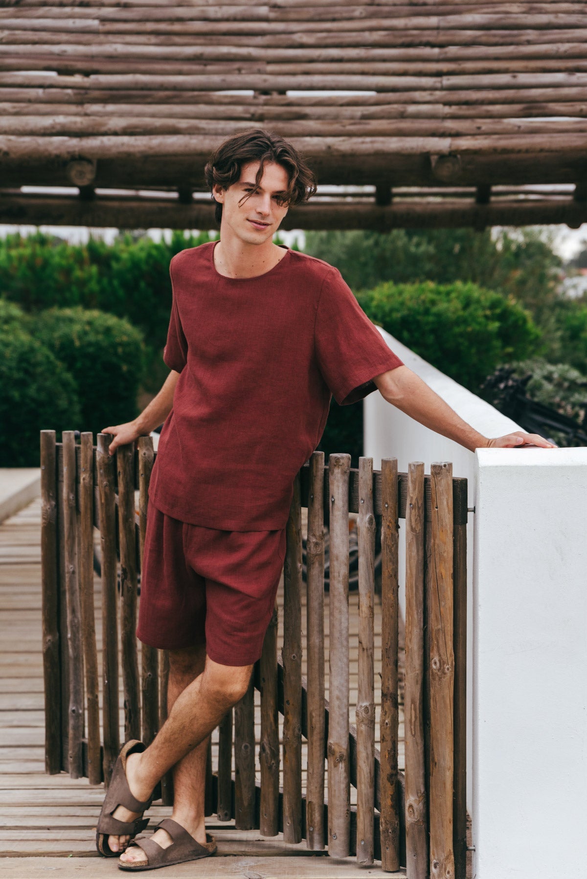 Leinen pyjama set mit shorts BILLY