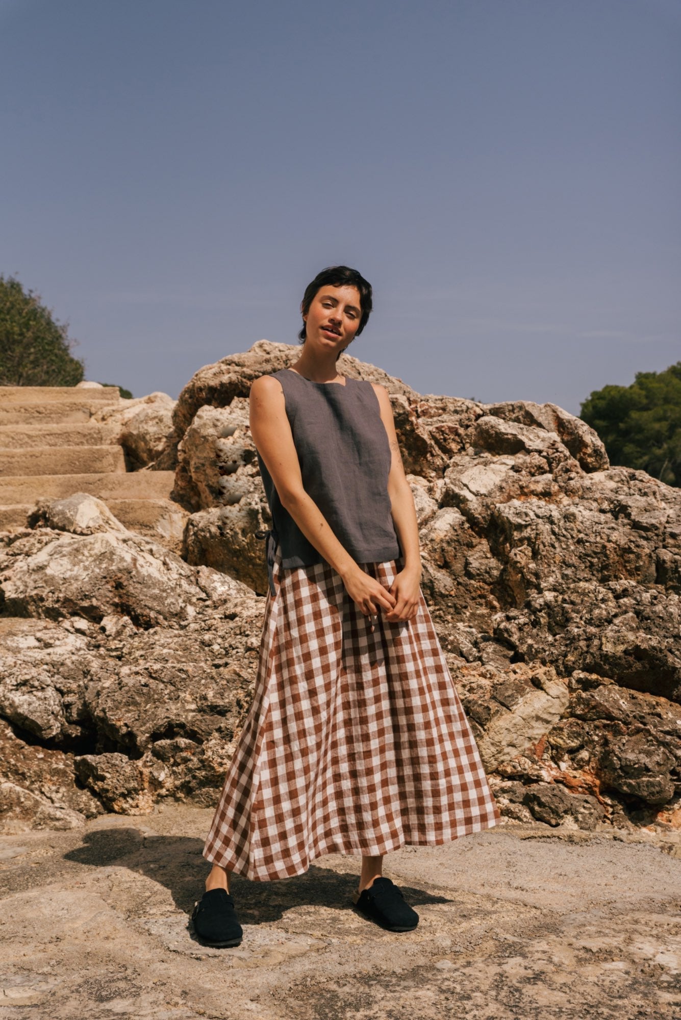 Leinentop ROSIE mit Bindebändern