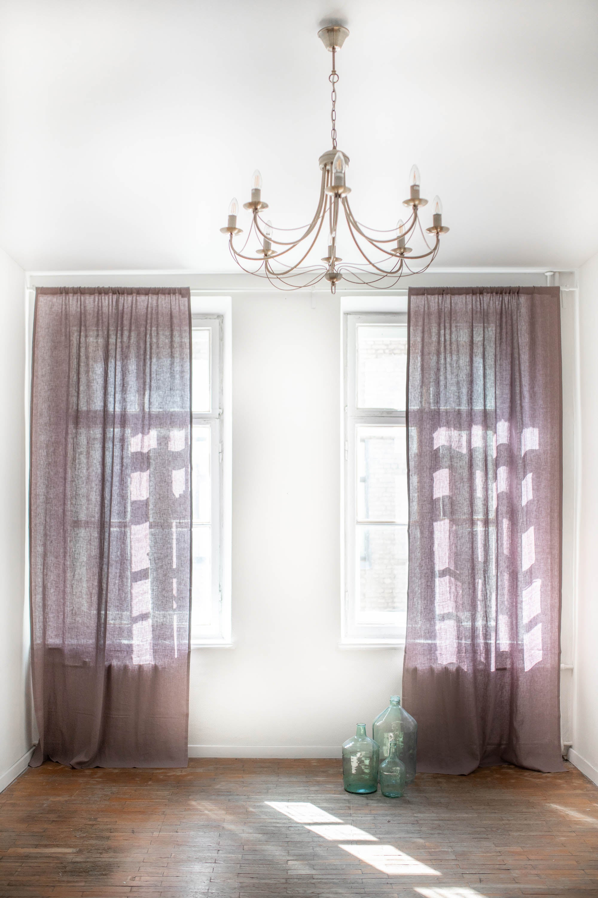 Leinenvorhang mit Stangentasche in Dusty Lavender