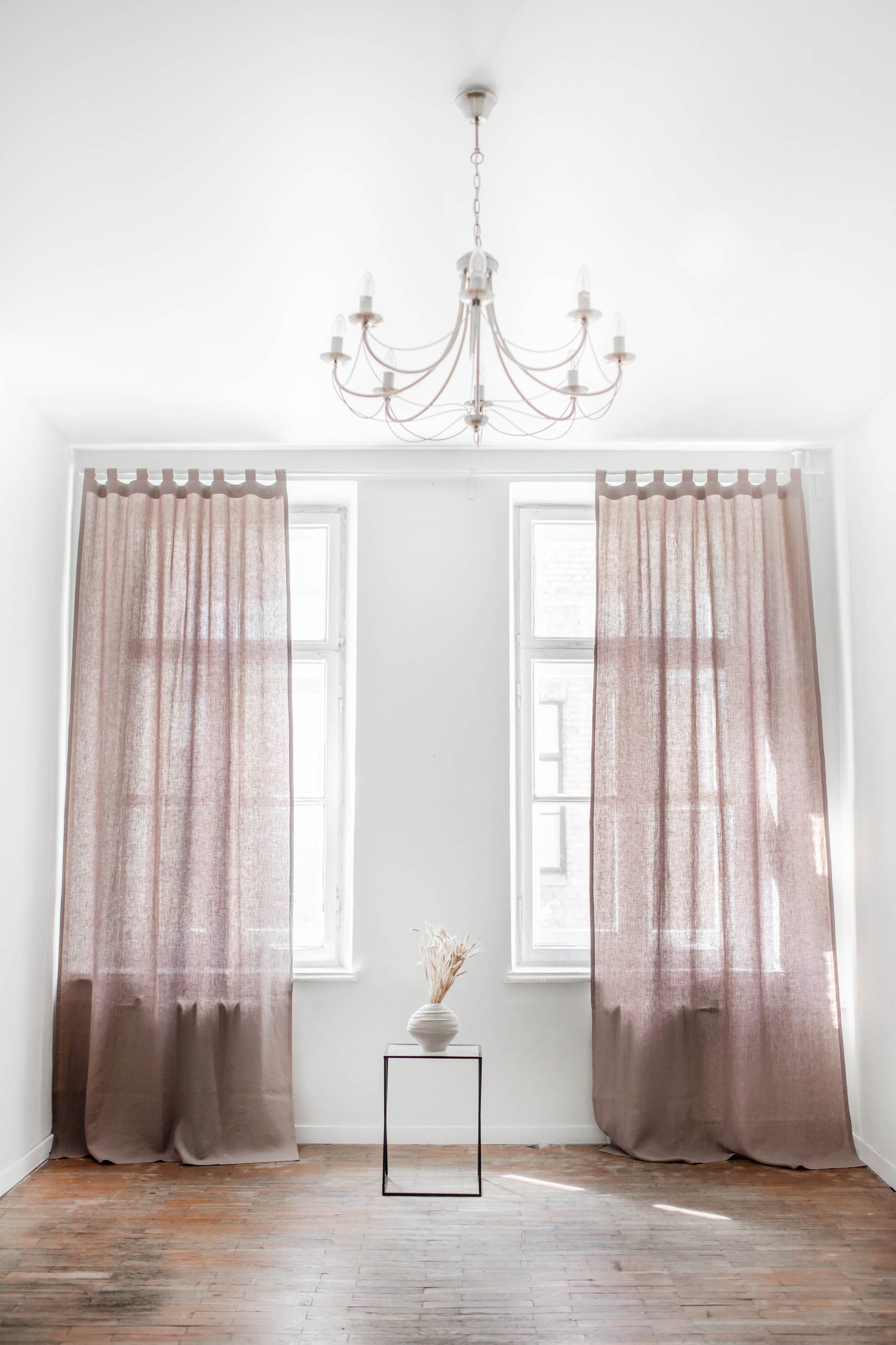 AmourLinen Leinenvorhänge 53x108" / 135x275cm / Rosébraun Leinenvorhang mit Schlaufen - 53x108" / 135x275cm / Rosébraun Leinenvorhang mit Schlaufen - 53x108" / 135x275cm / Rosébraun