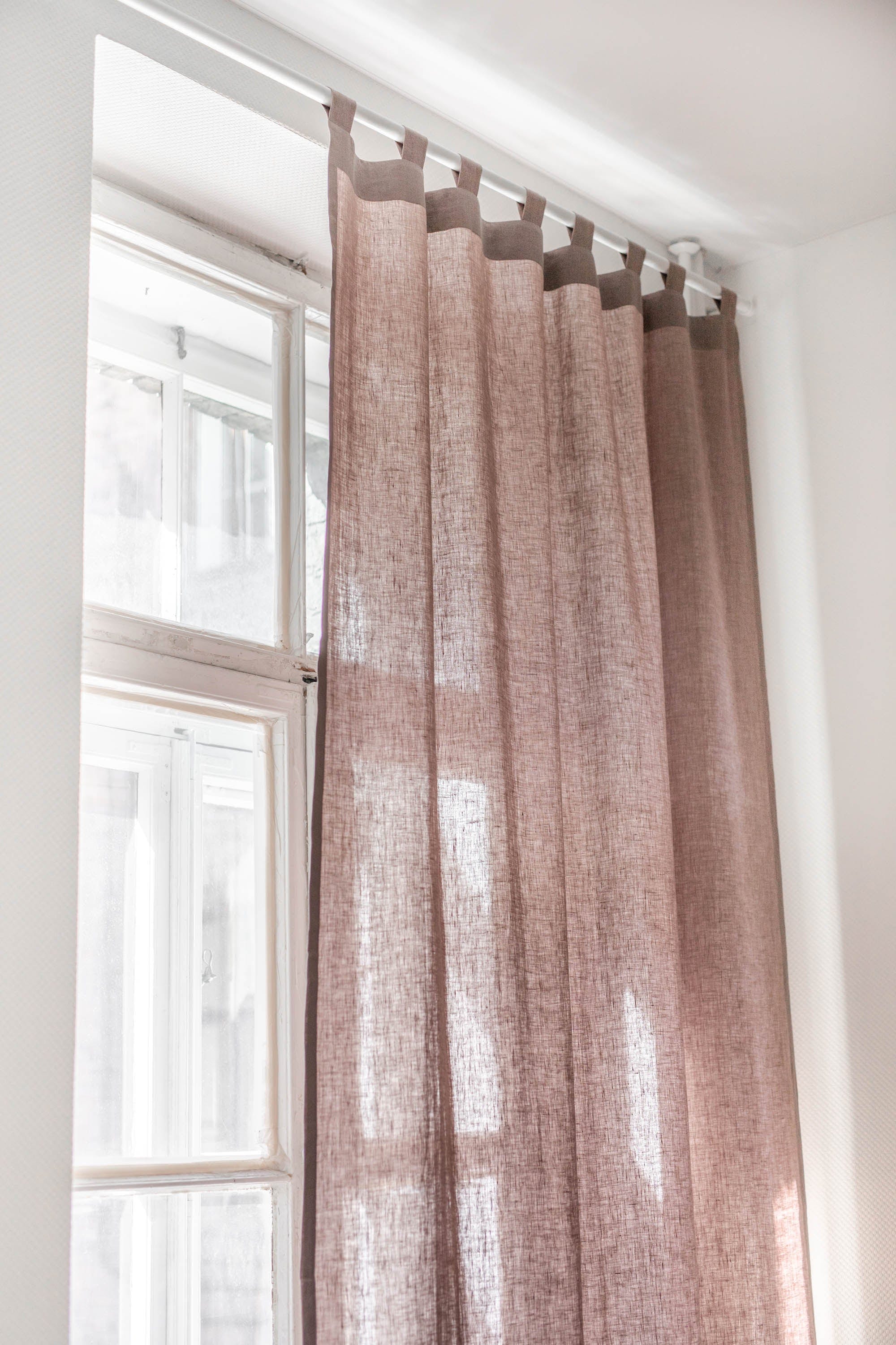 AmourLinen Leinenvorhänge 53x108" / 135x275cm / Rosébraun Leinenvorhang mit Schlaufen - 53x108" / 135x275cm / Rosébraun Leinenvorhang mit Schlaufen - 53x108" / 135x275cm / Rosébraun