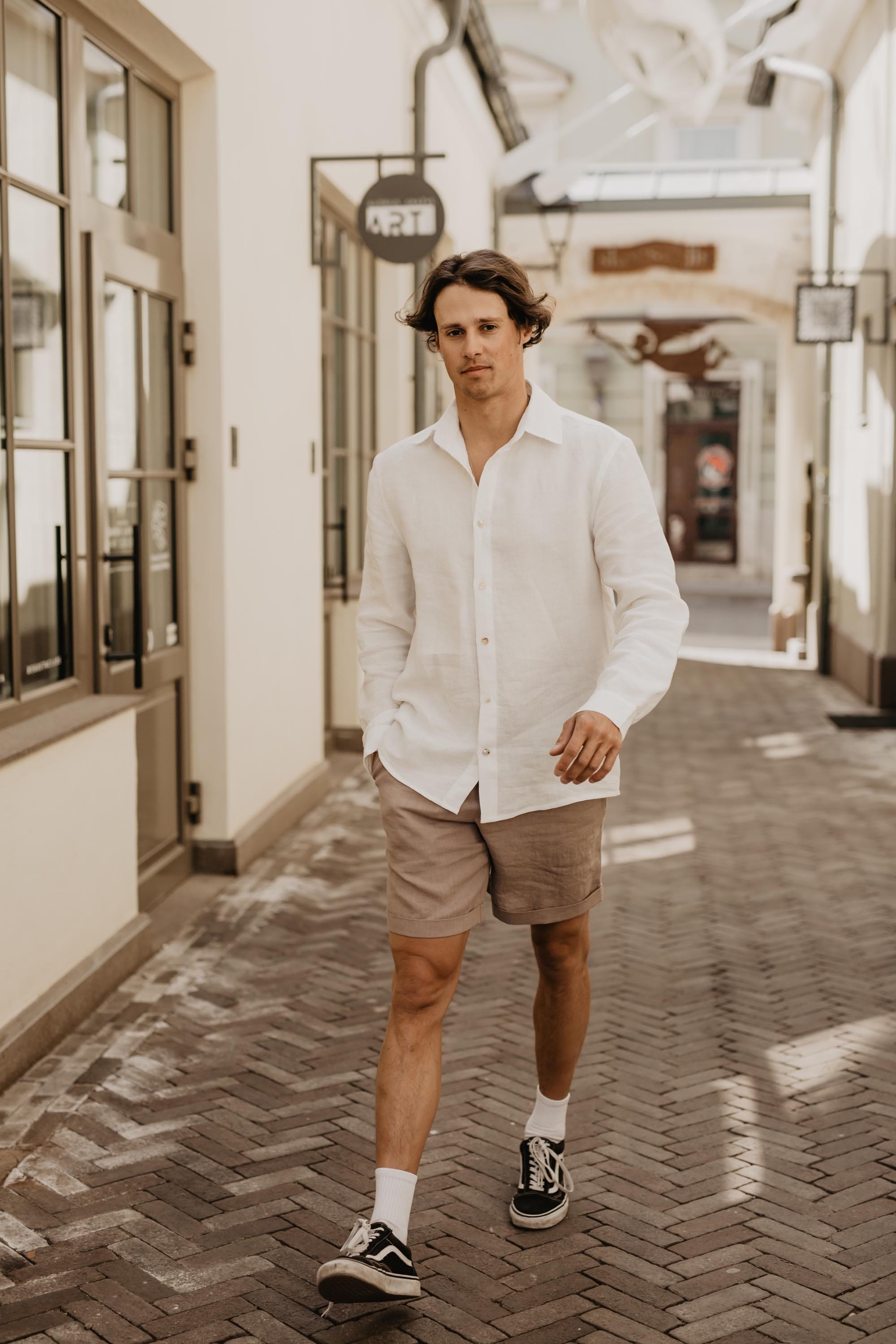 Leinenshorts ARES - Rosenbraun
