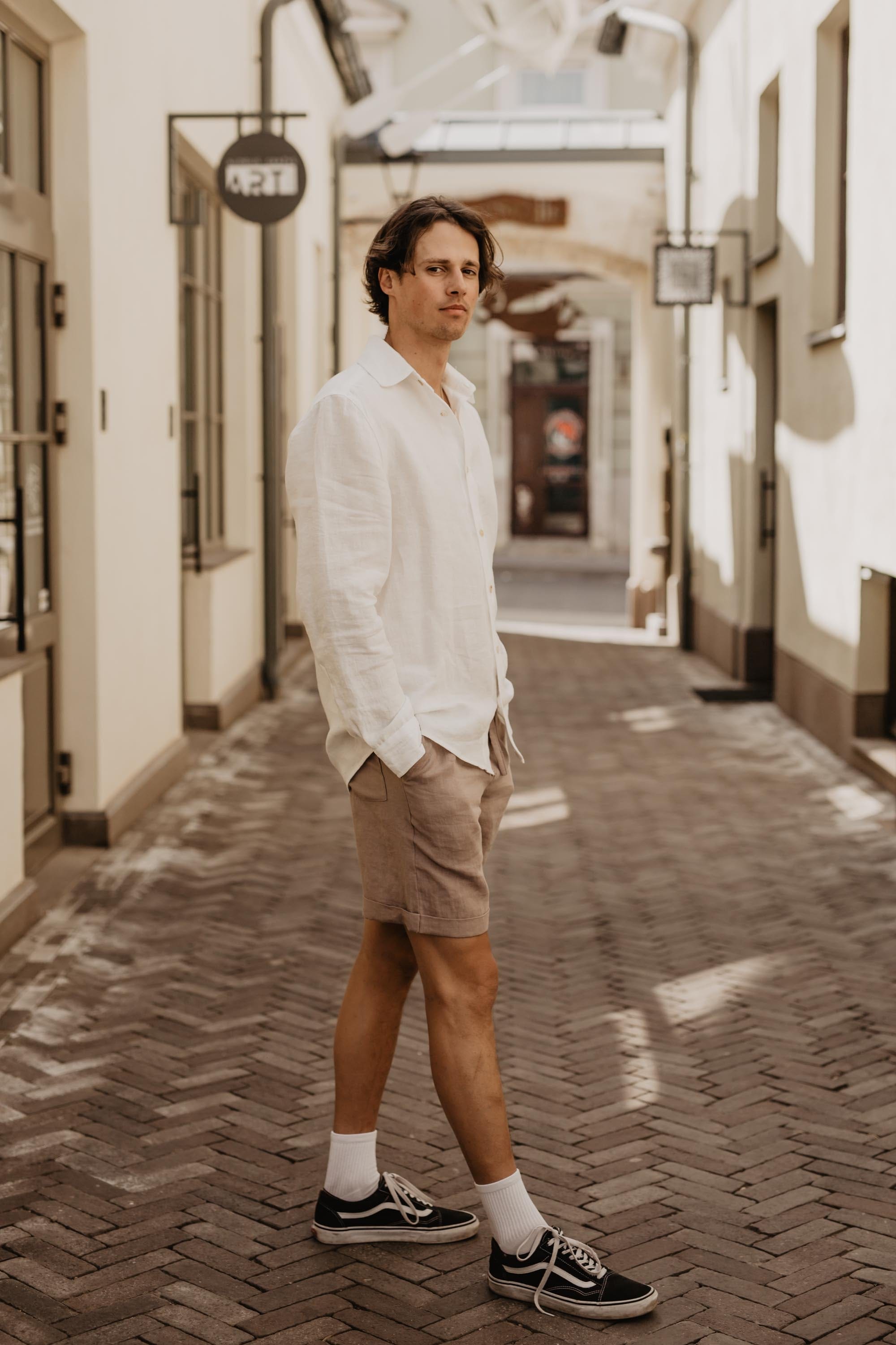 Leinenshorts ARES - Rosenbraun