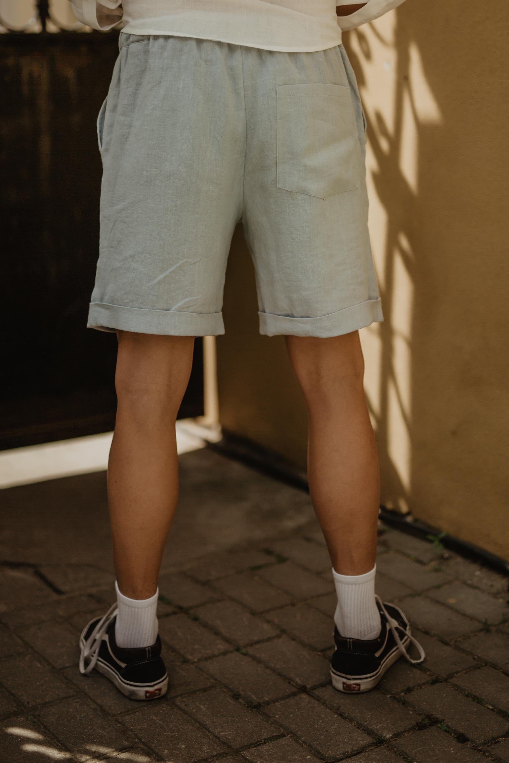 Leinenshorts ARES - Salbeigrun