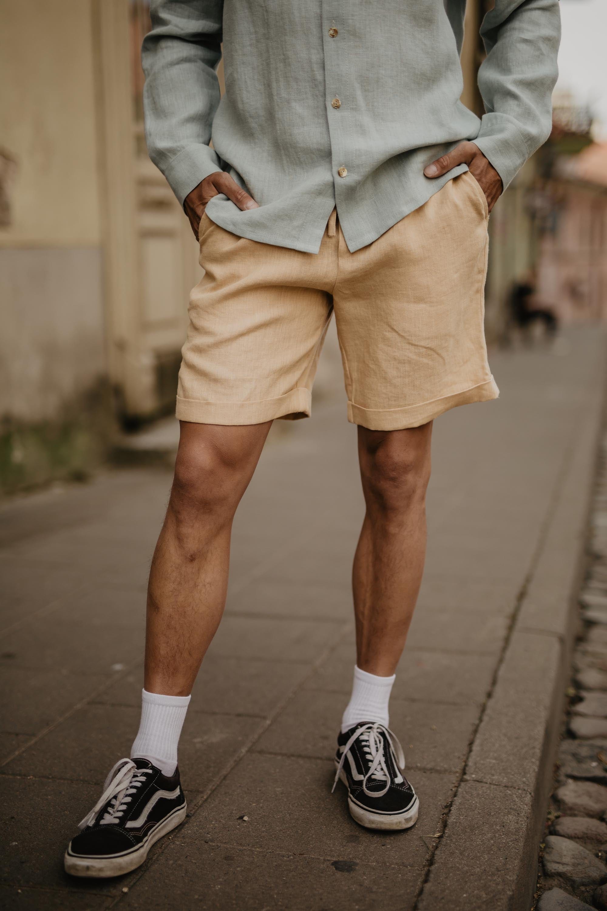 Leinenshorts ARES - Senfgelb