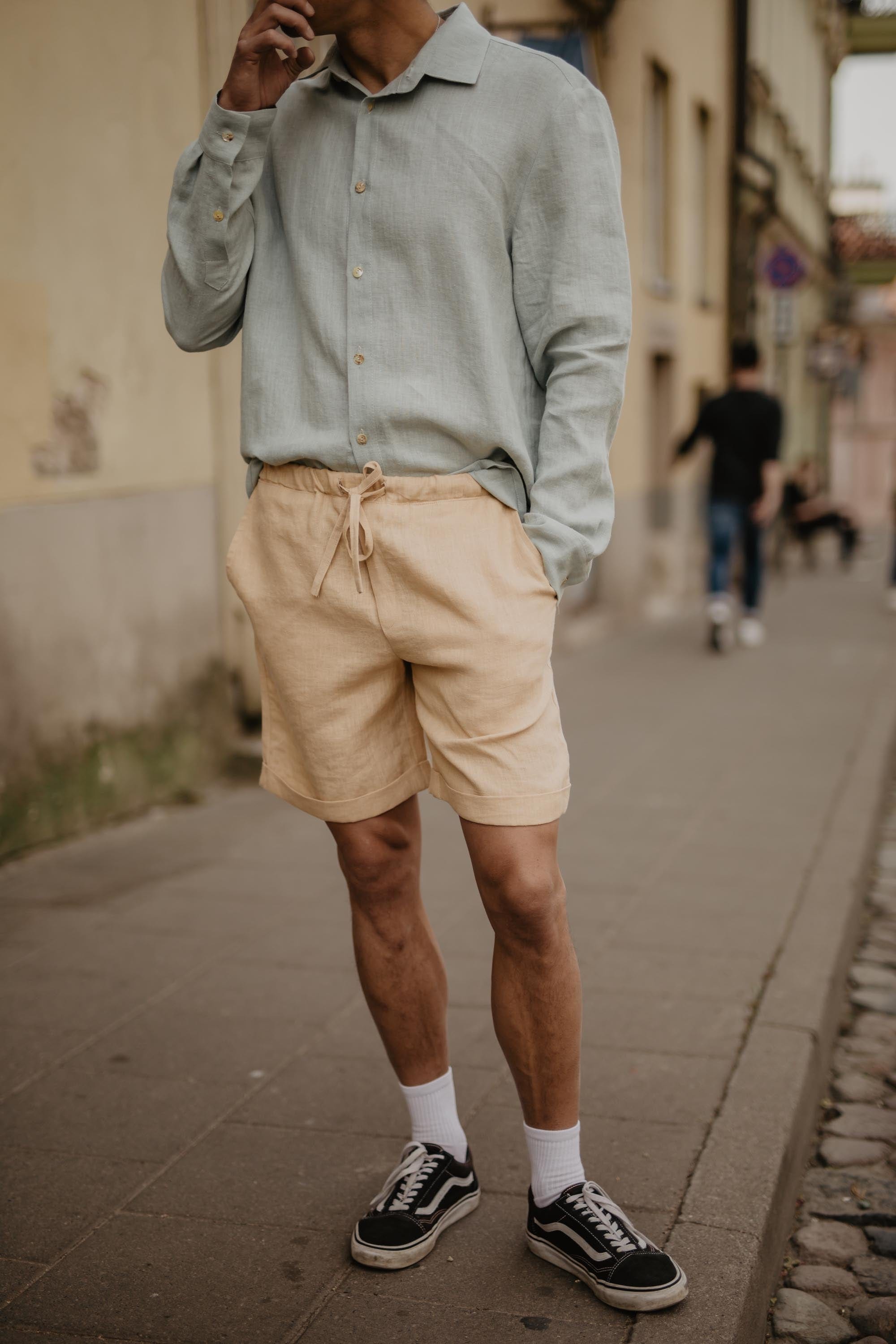Leinenshorts ARES - Senfgelb
