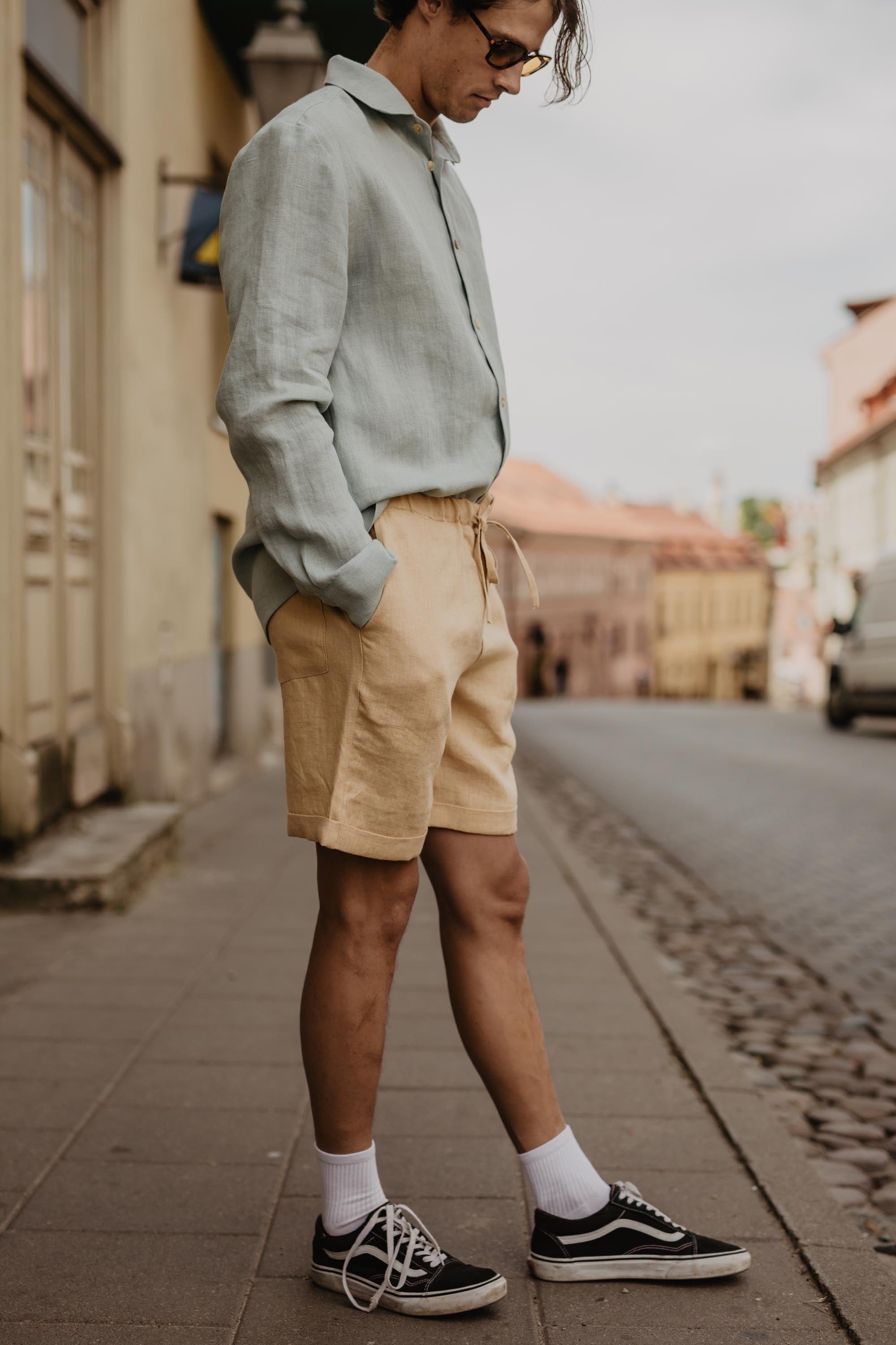 Leinenshorts ARES - Senfgelb