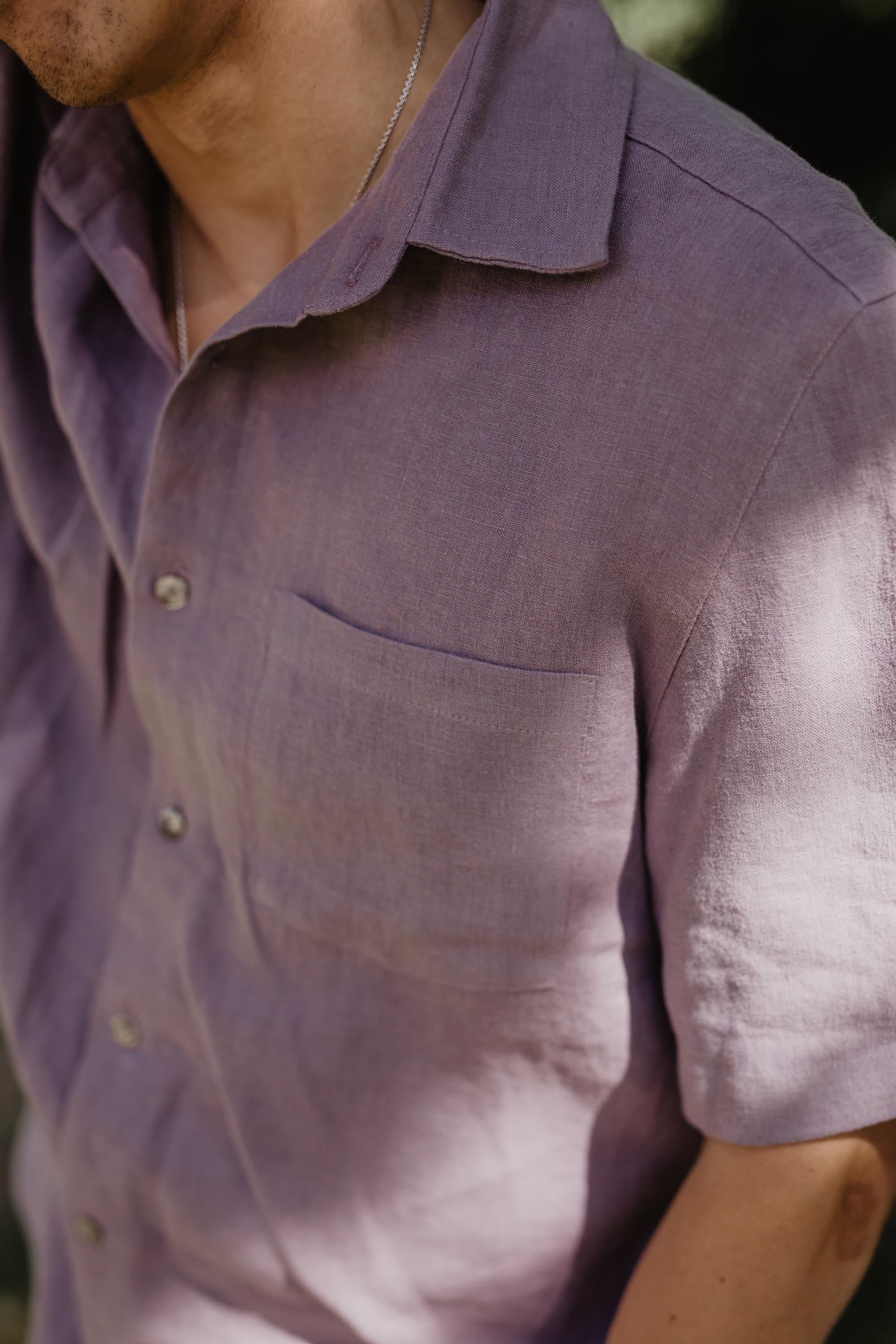 Oversized Leinenhemd MAGNUS - Staubiger Lavendel