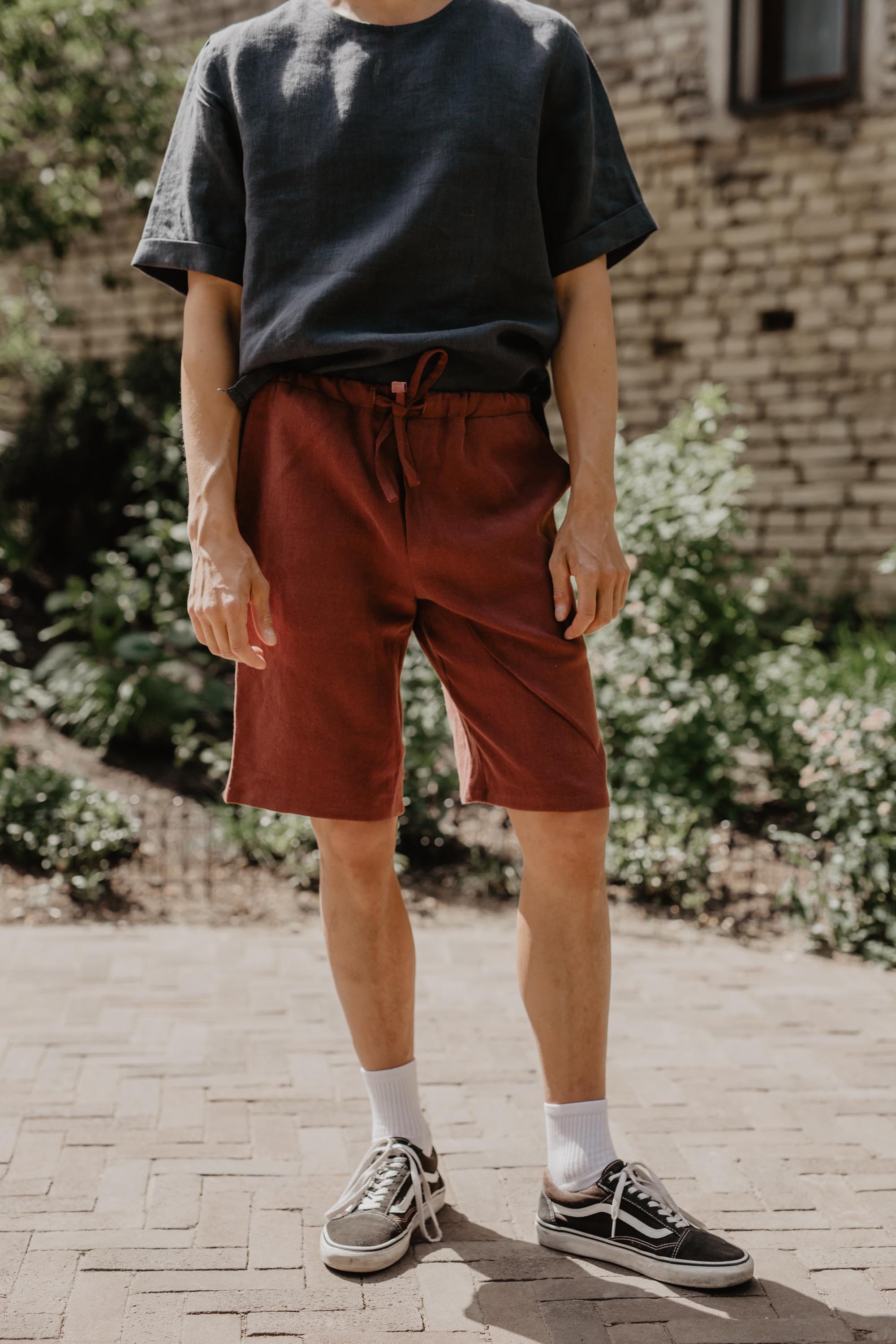 Klassische Leinenshorts HERMES - Terrakotta