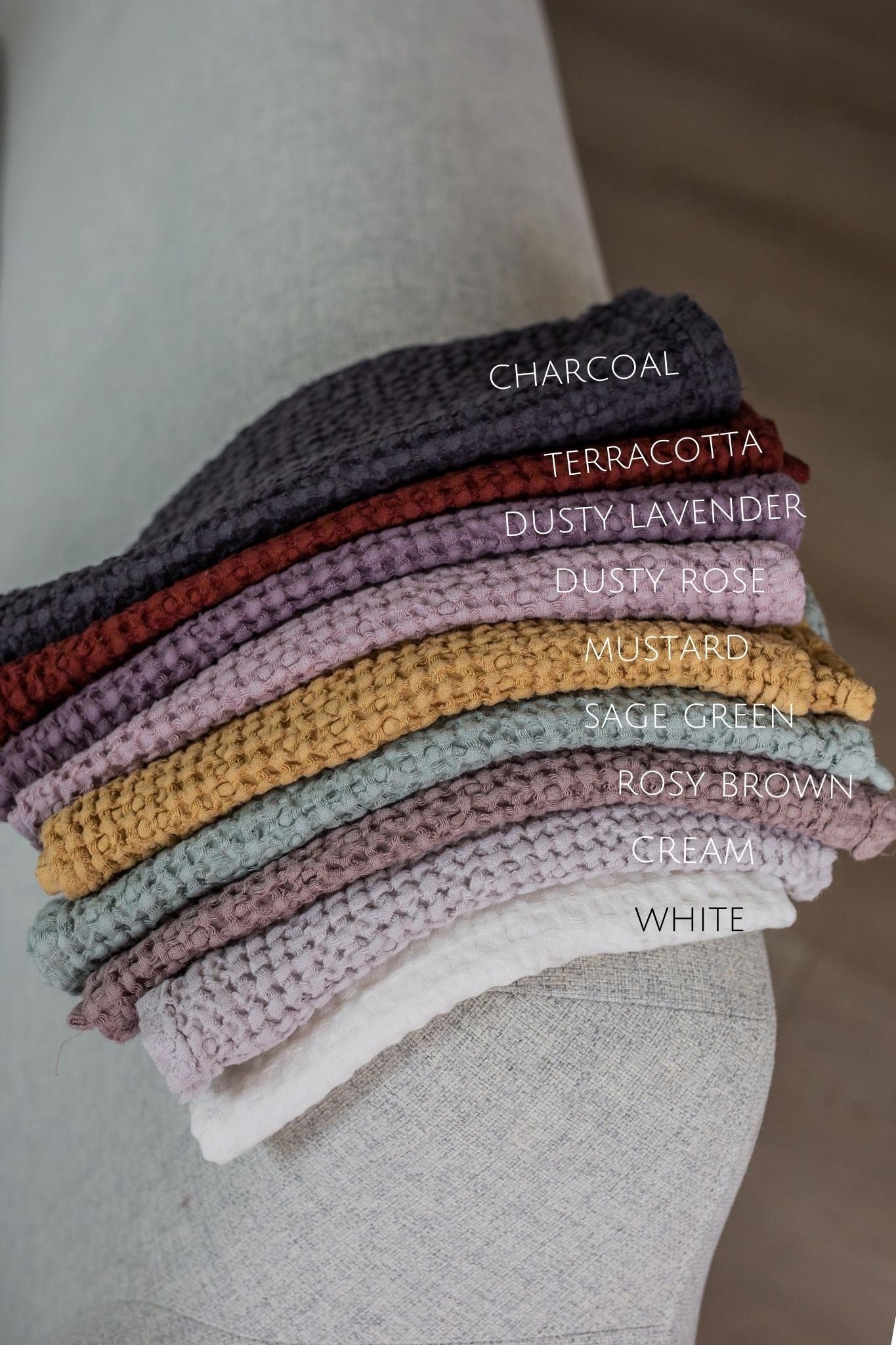 Waffle Linen Cloths showcasing the color palette