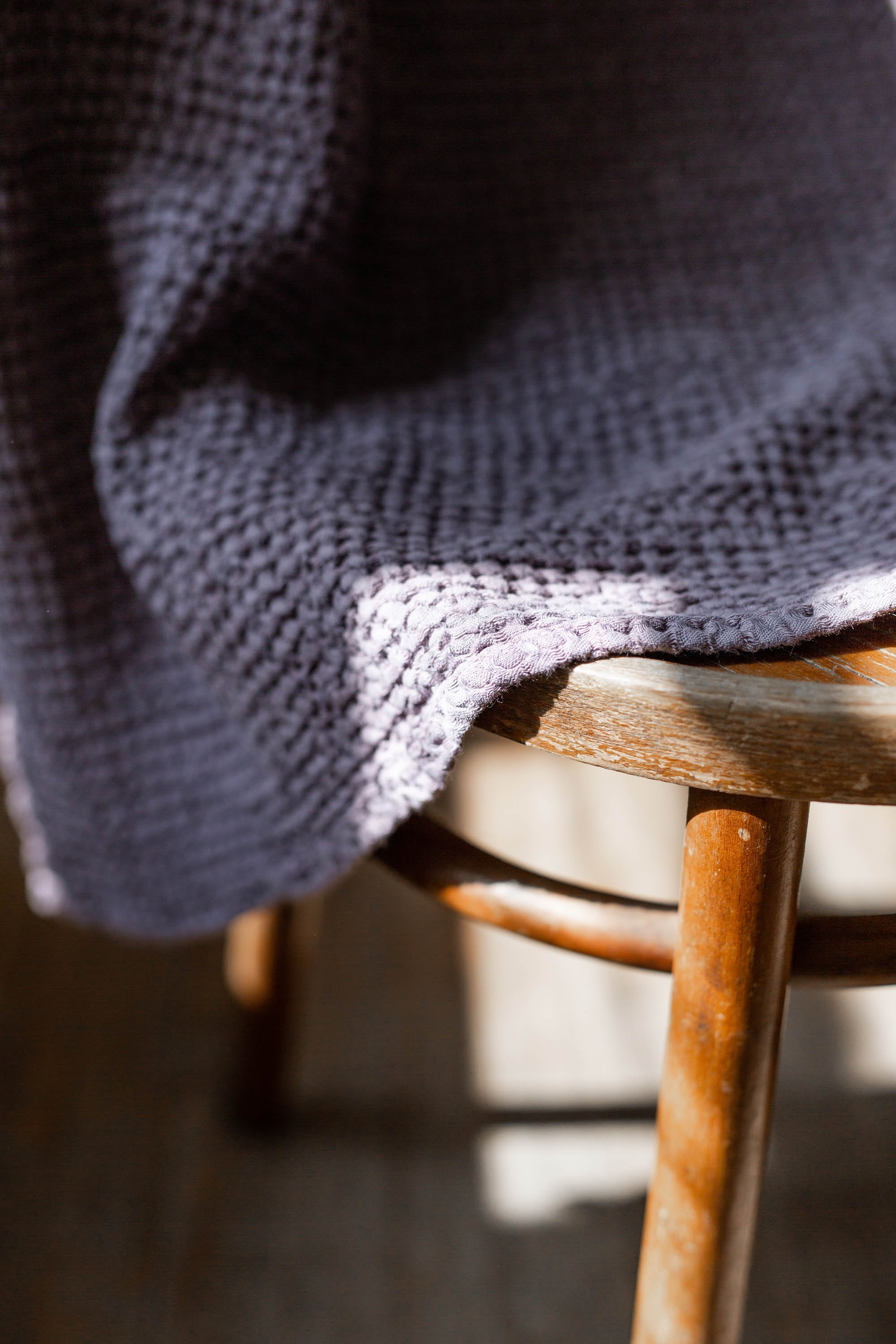 Close Up Of Dust Lavender Baby Waffle Blanket By AmourLinen