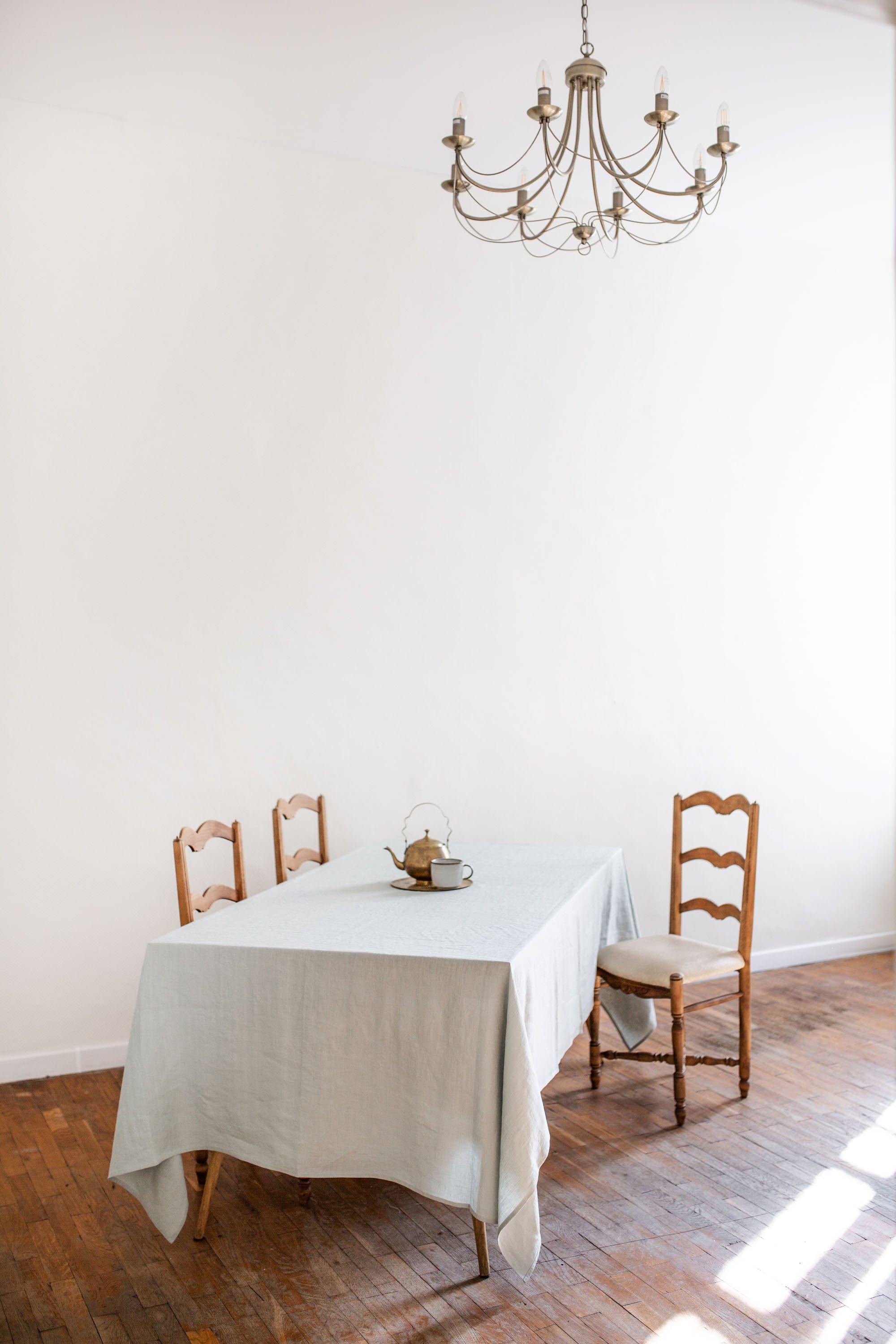 Runde Tischdecke aus Leinen - Salbeigrun