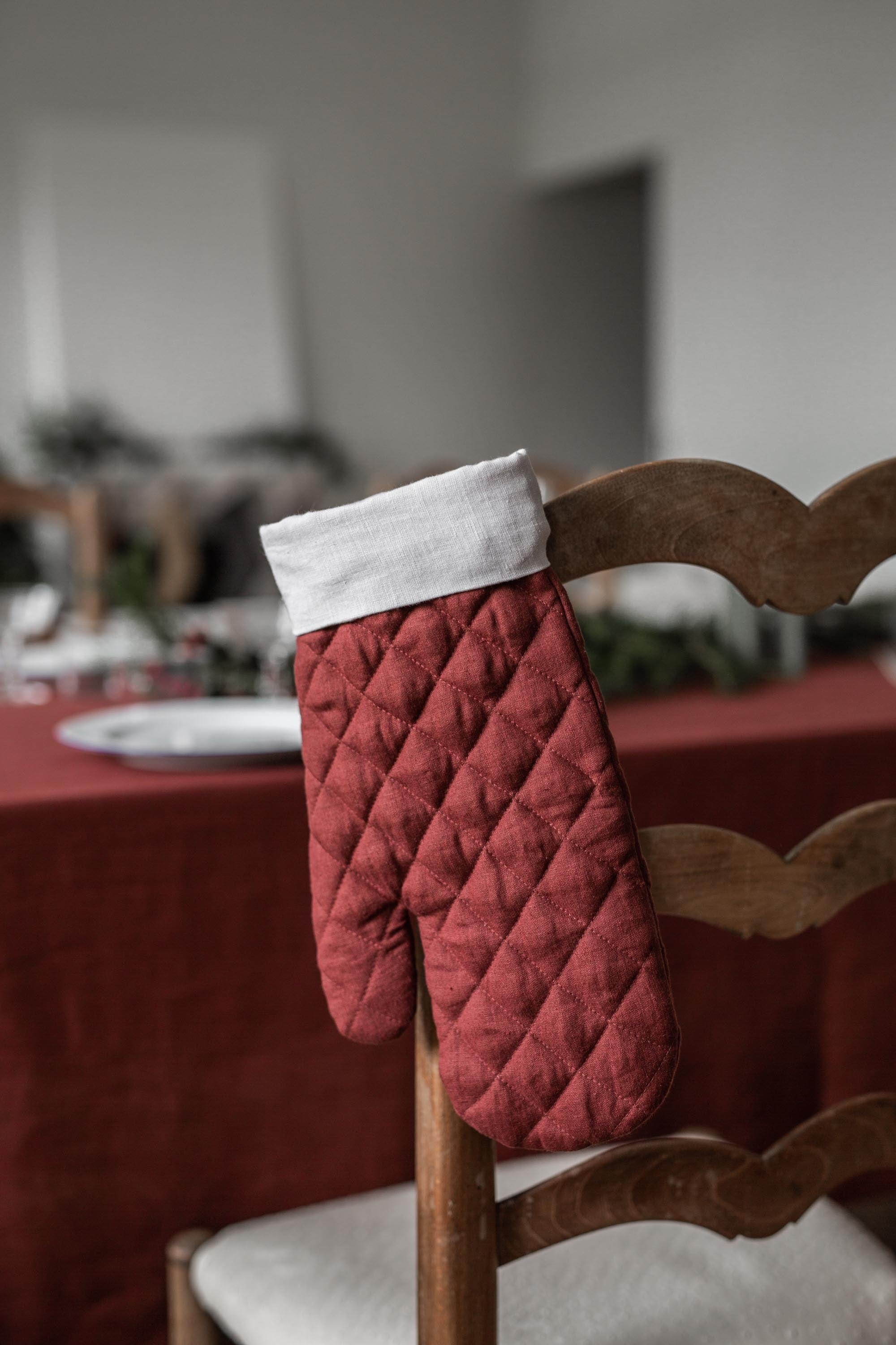 AmourLinen Weihnachts-Ofenhandschuh aus Leinen | AmourLinen