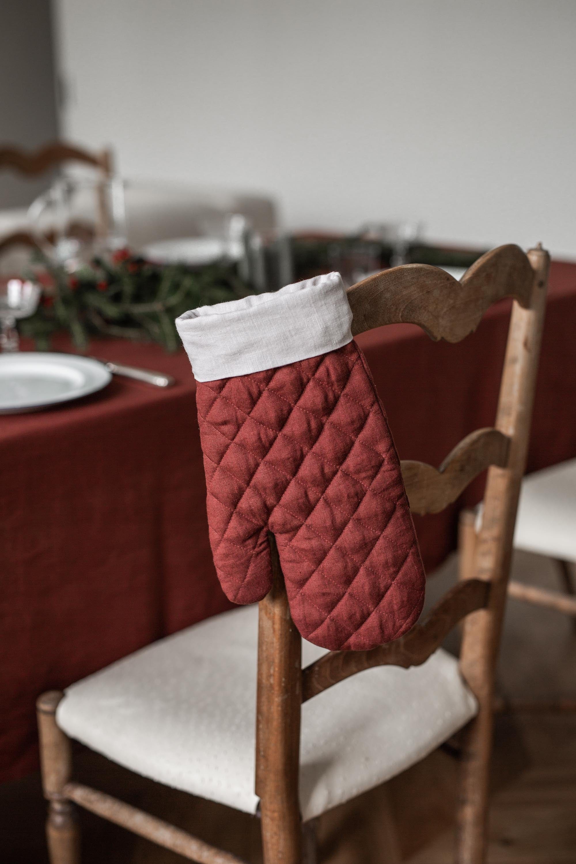 AmourLinen Weihnachts-Ofenhandschuh aus Leinen | AmourLinen
