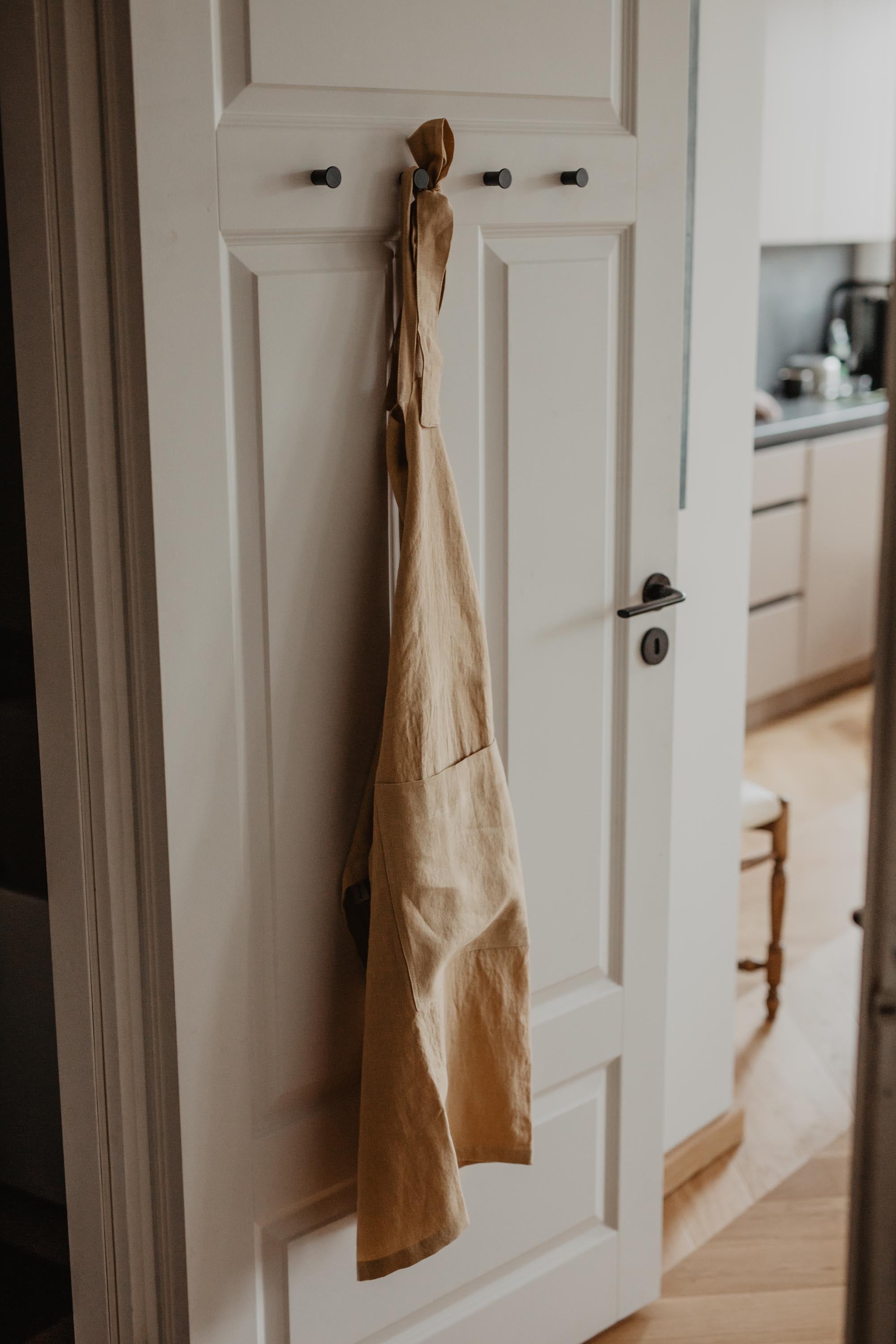 Hanging Mustard Linen Bib Apron By AmourLinen