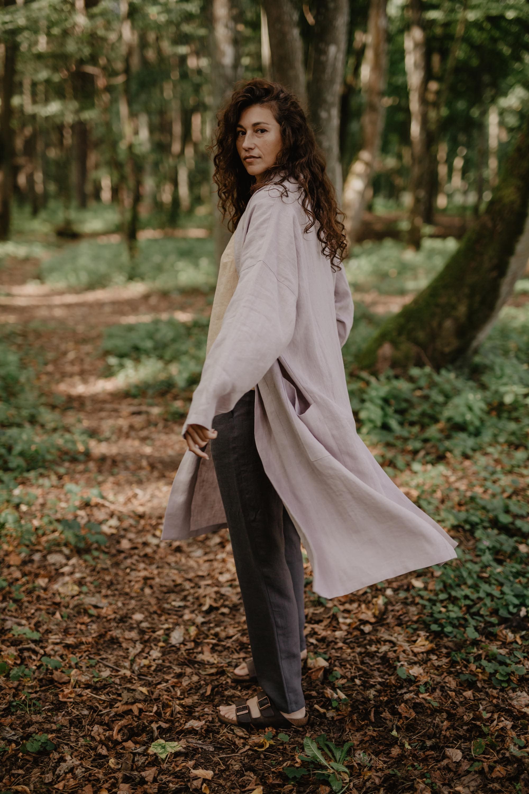 AmourLinen Leinenjacke Vilnius mittellanger Leinenmantel Mittellanger Leinenmantel | AmourLinen | Leinenkleidung