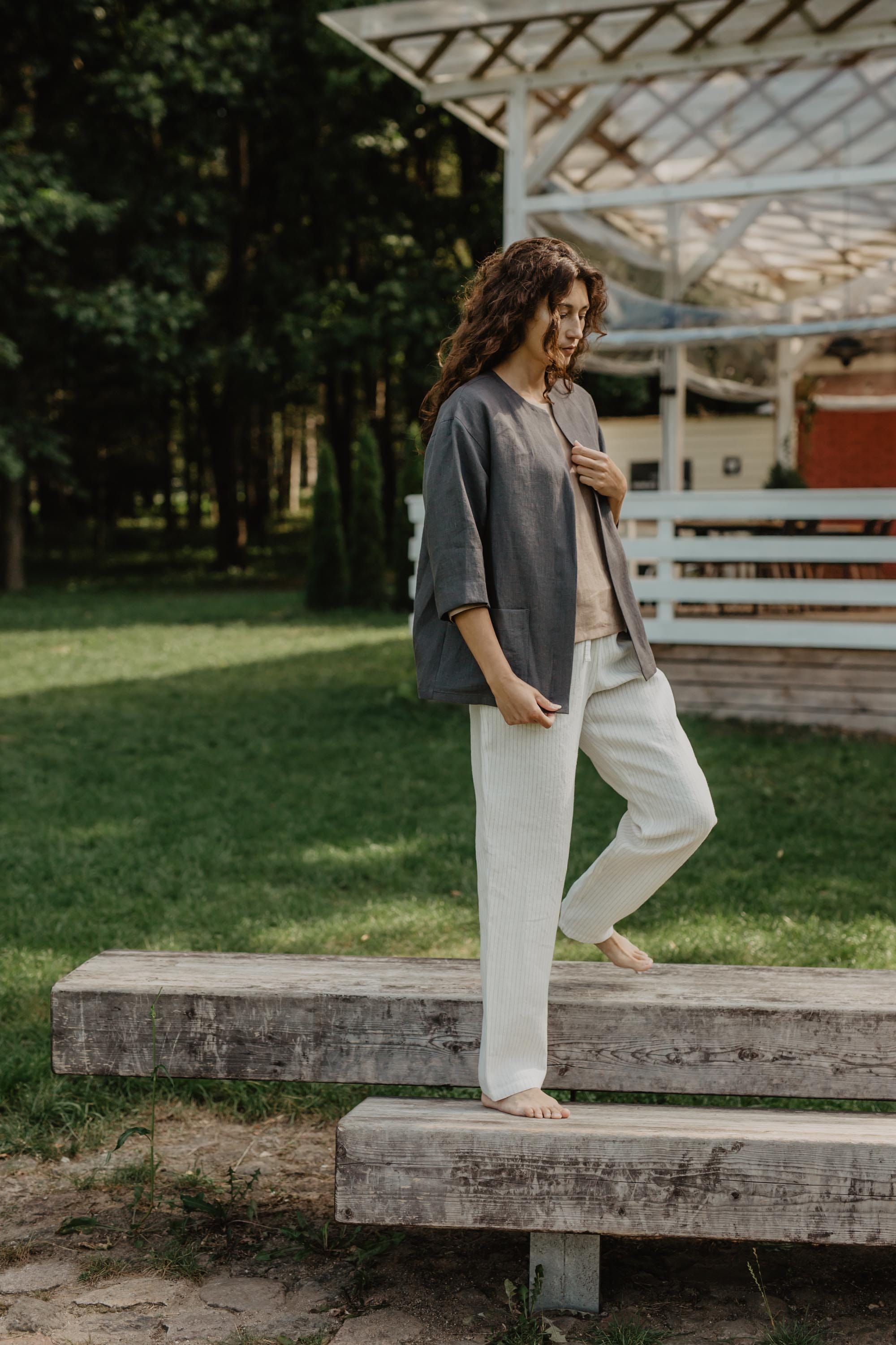 AmourLinen Leinenoberteile L / Anthrazit Leinen-Oversize-Jacke Kyiv L Anthrazit Leinen-Oversize-Jacke Kyiv L Anthrazit