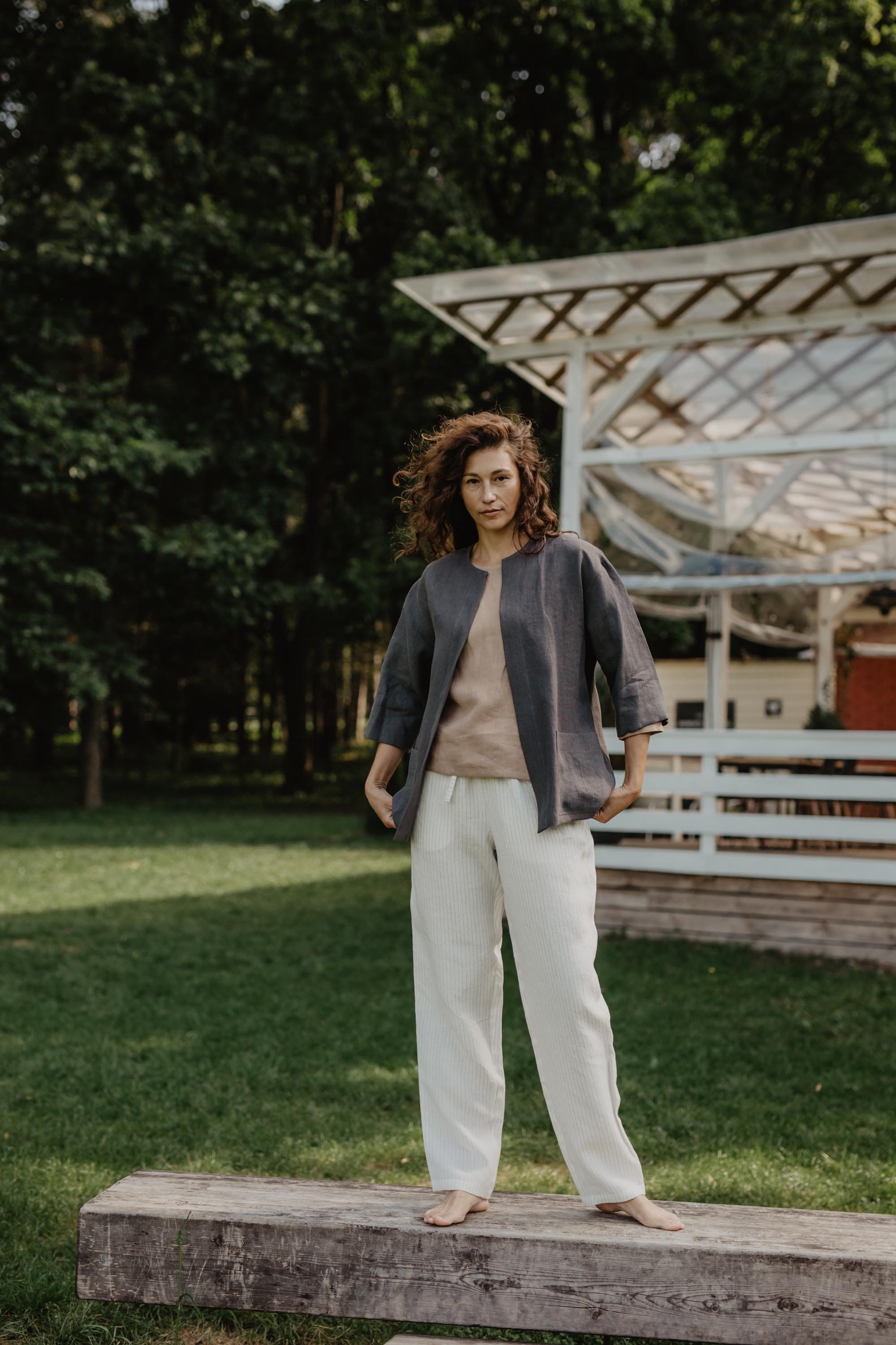 AmourLinen Leinenoberteile L / Anthrazit Leinen-Oversize-Jacke Kyiv L Anthrazit Leinen-Oversize-Jacke Kyiv L Anthrazit
