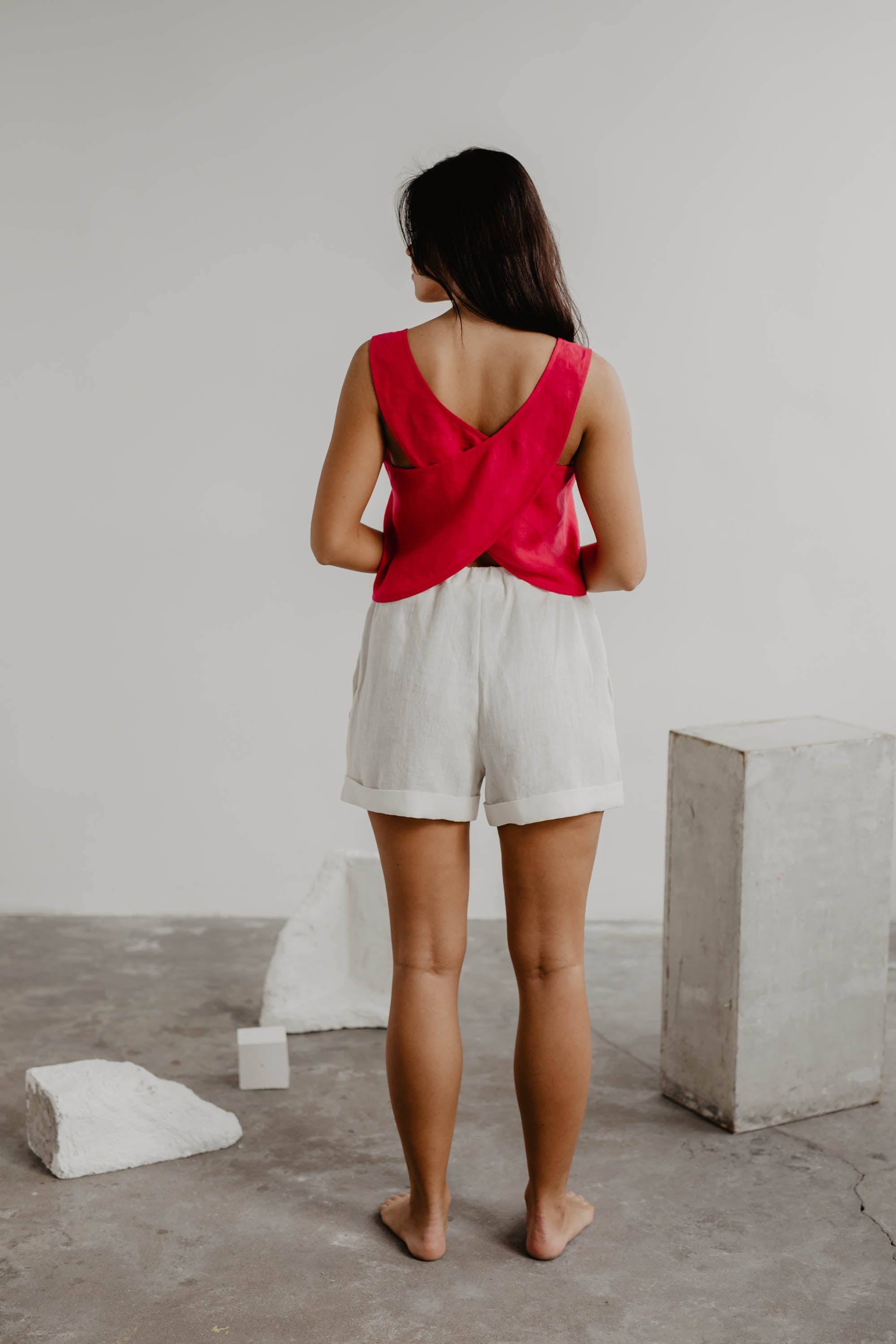 Leinenshorts MIA - Weiß