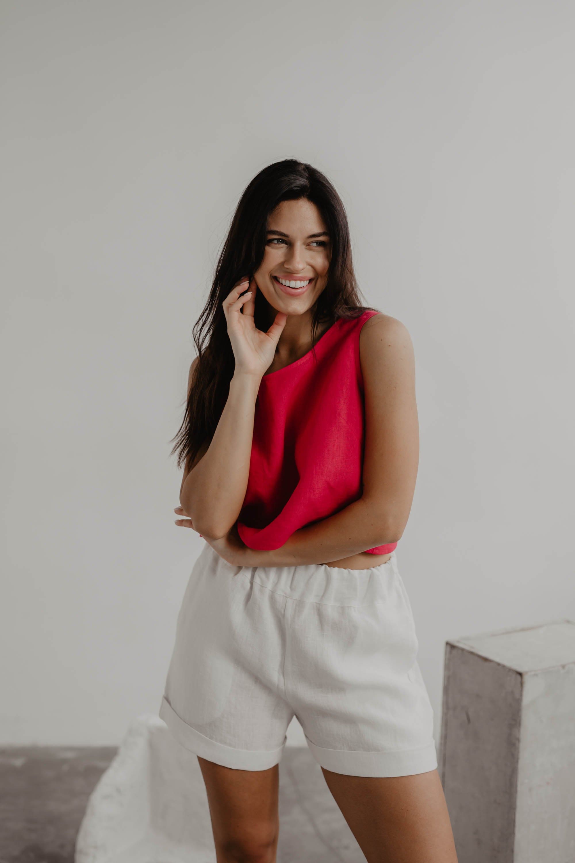 AmourLinen Leinenhose M / Gestreifte Leinenshorts MIA M Gestreifte Leinenshorts MIA M Gestreifte