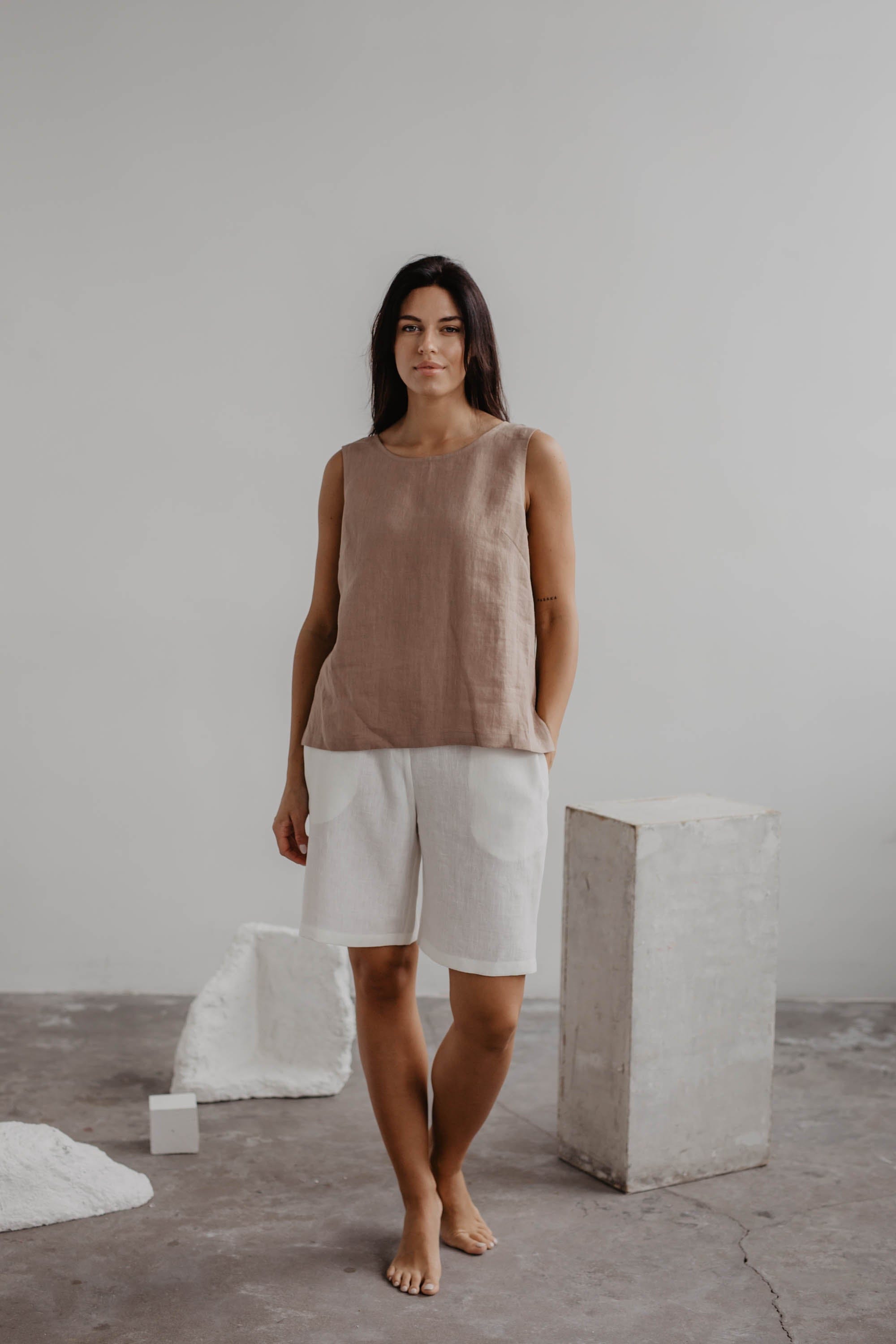 Lange Leinenshorts MATILDA - Weiß