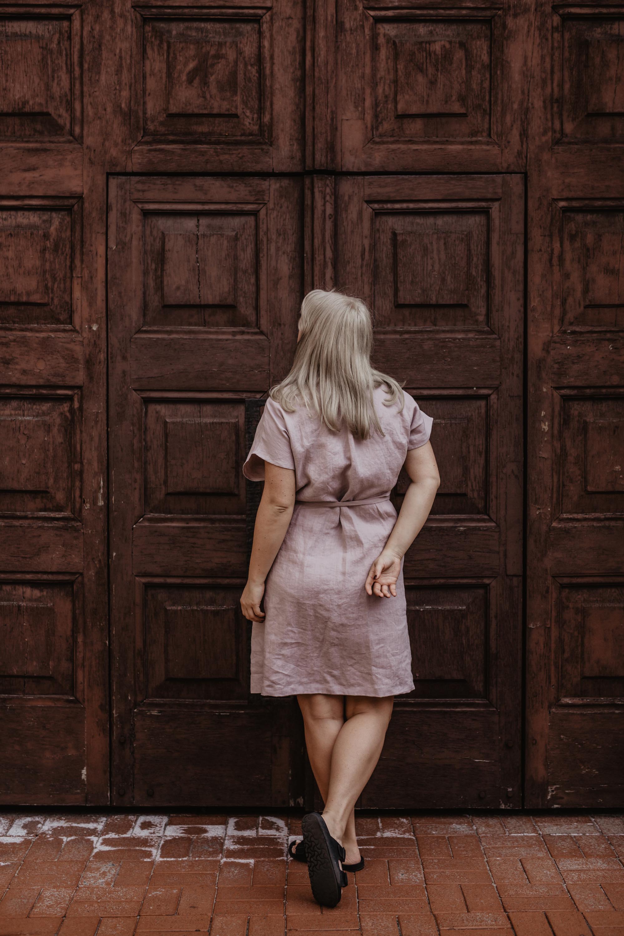 Leinenwickelkleid ROME - Staubrose