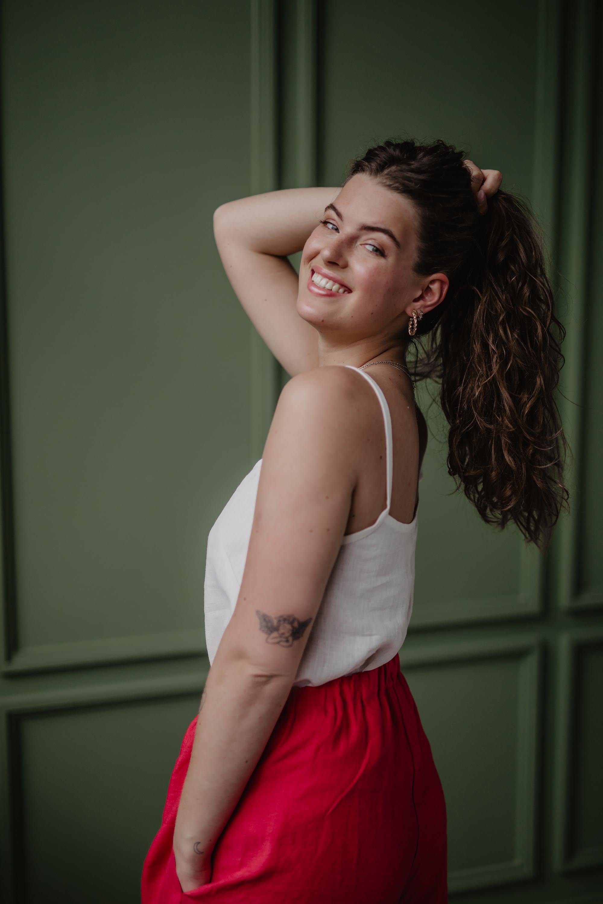 Breite Leinenhose ISABELLA - Viva Magenta