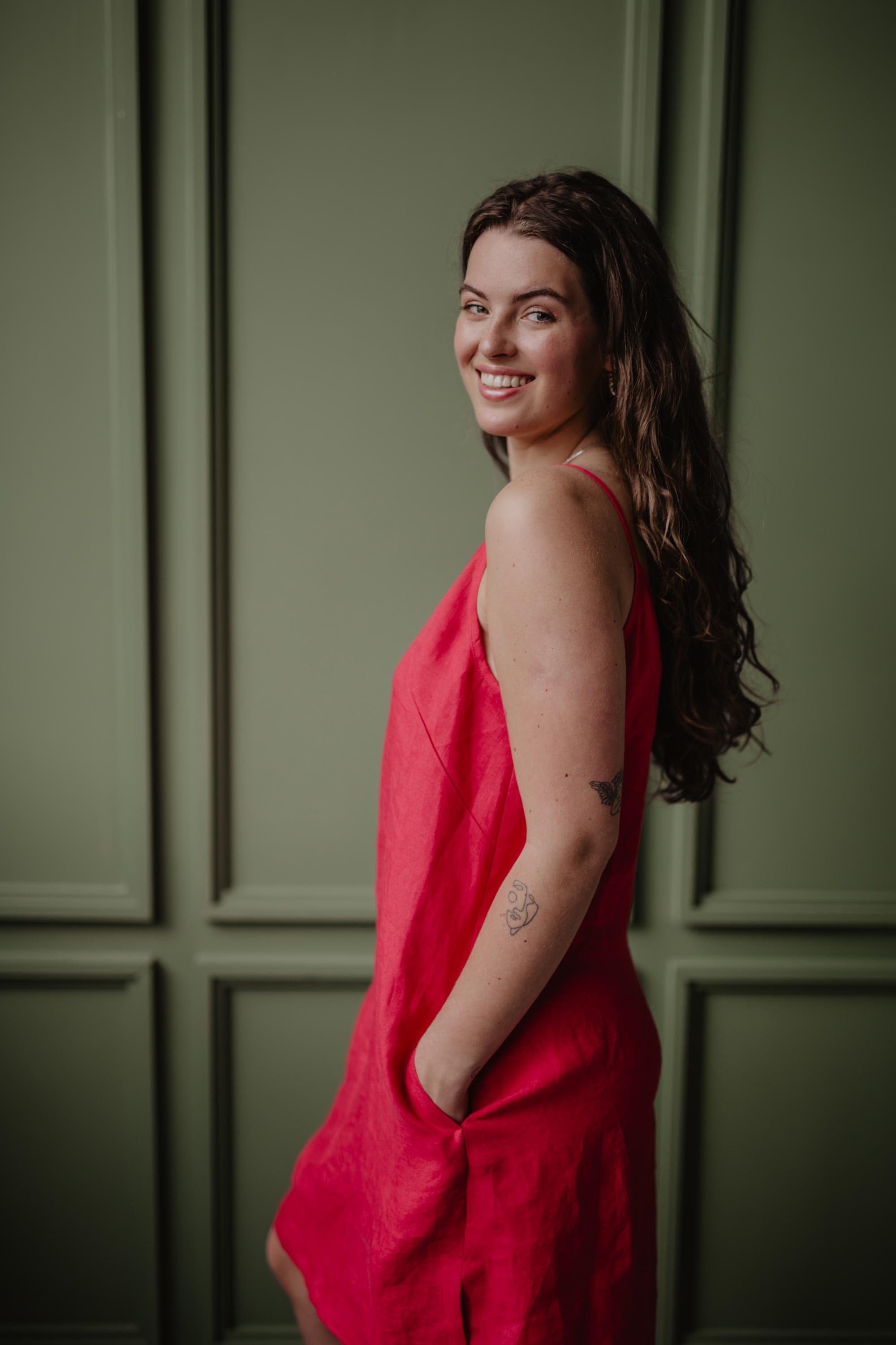 Leinenunterkleid ZOE - Viva Magenta