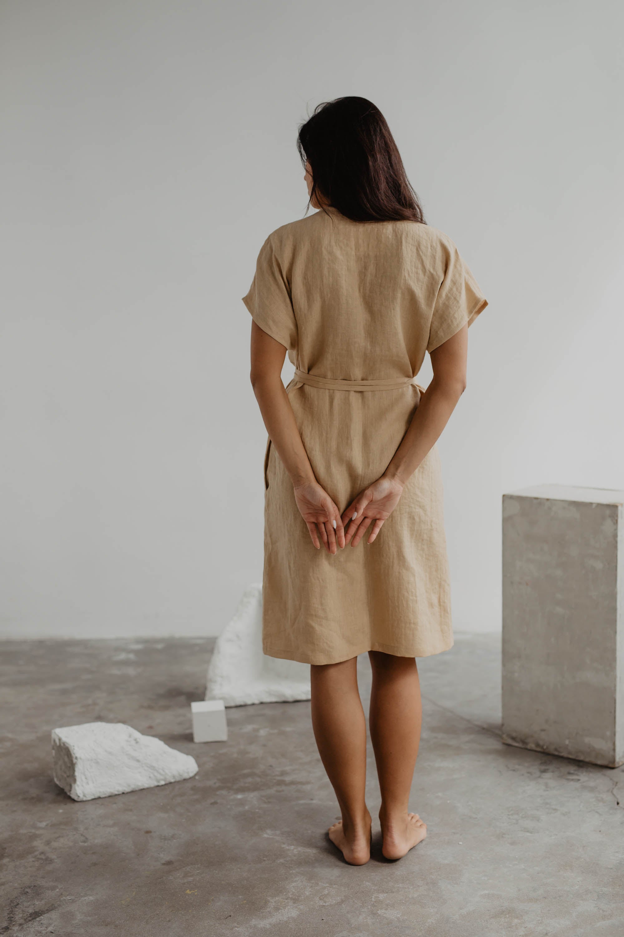 Leinenwickelkleid OLIVIA - Senfgelb