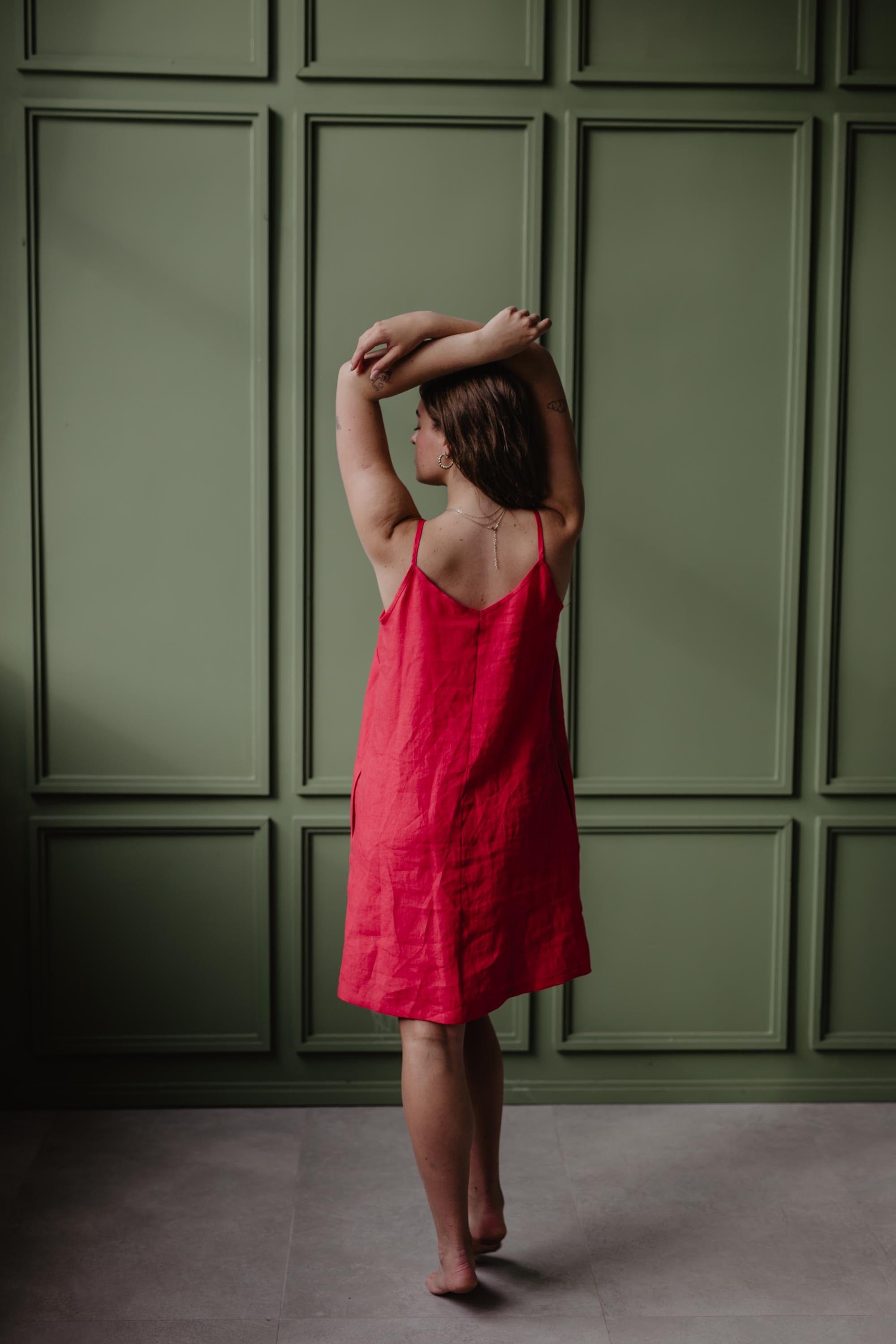 Leinenunterkleid ZOE - Viva Magenta