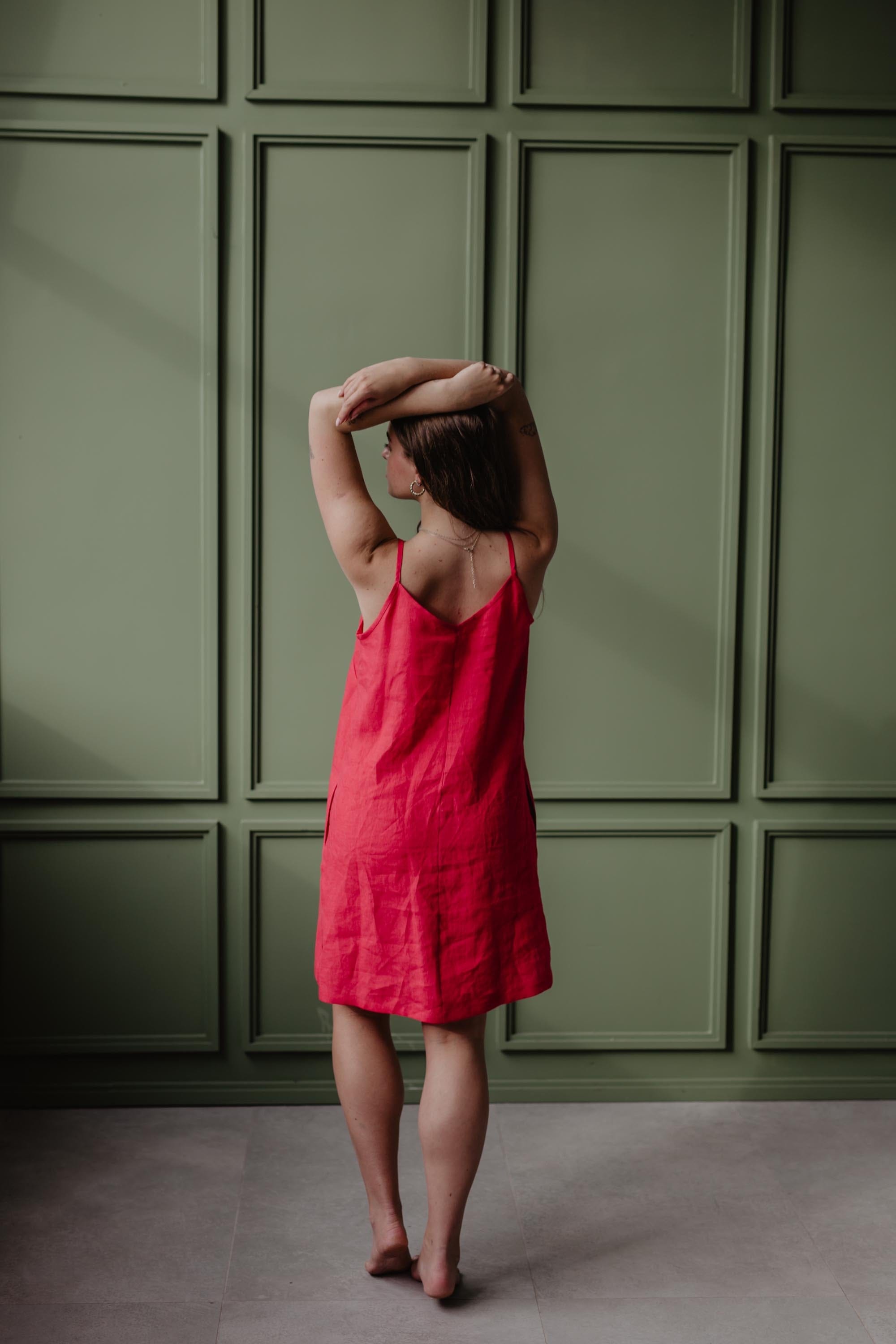 Leinenunterkleid ZOE - Viva Magenta