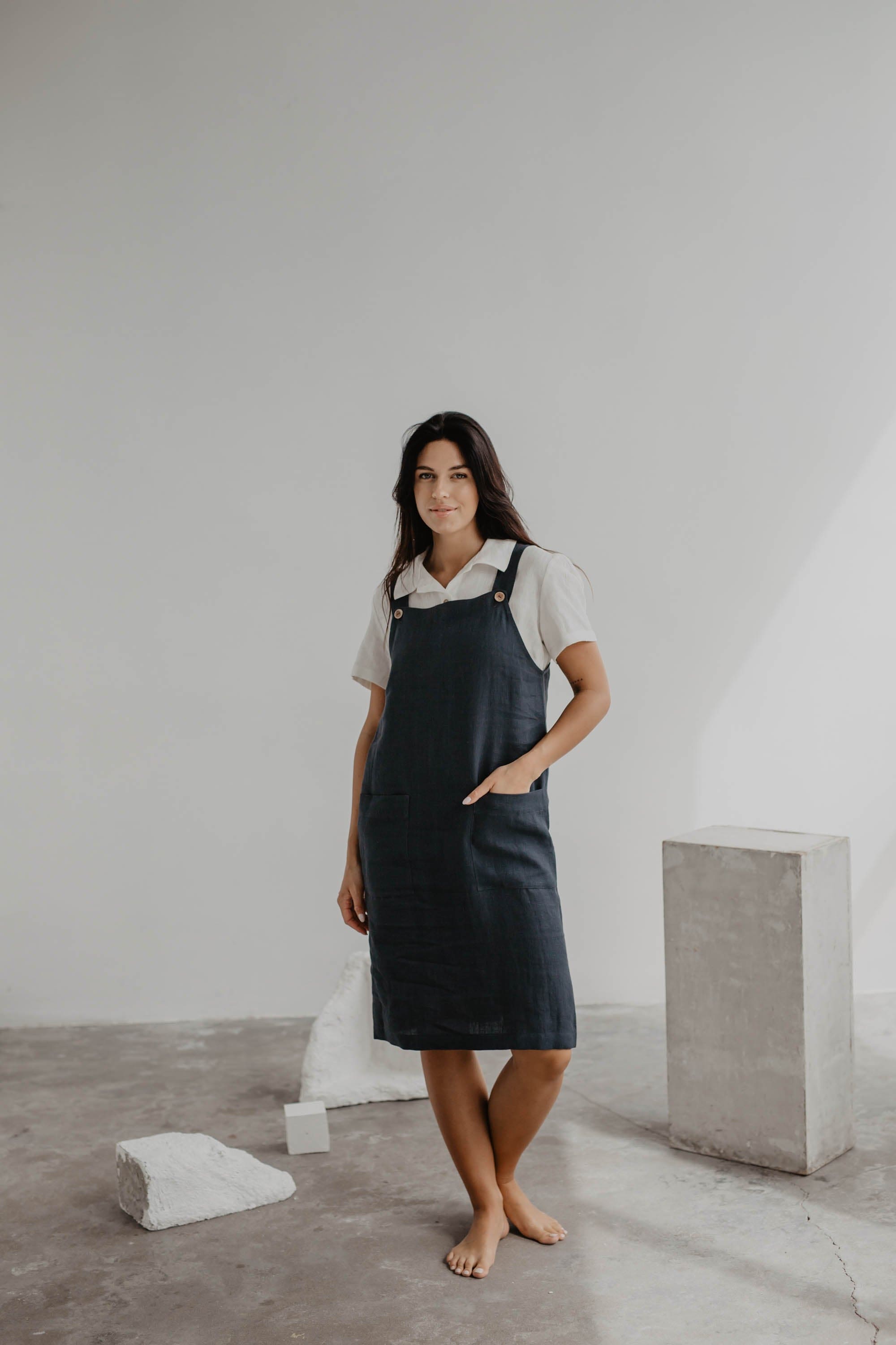 Leinenlatzkleid JADE - Anthrazit