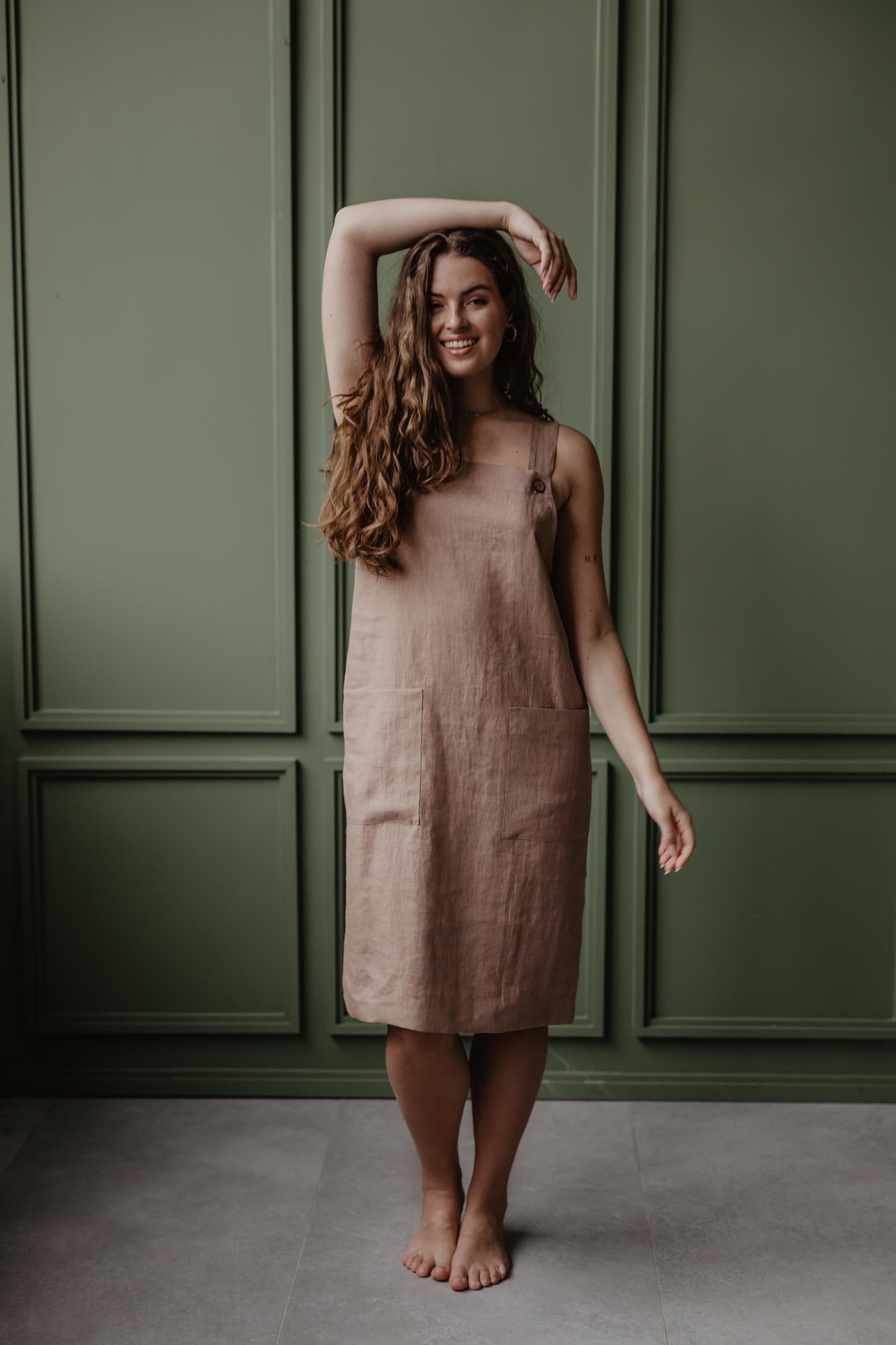 Leinenlatzkleid JADE - Rosenbraun