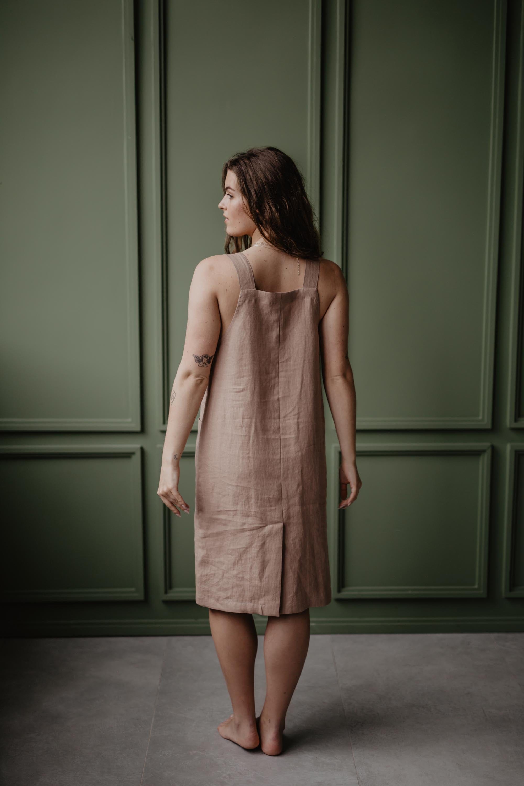Leinenlatzkleid JADE - Rosenbraun