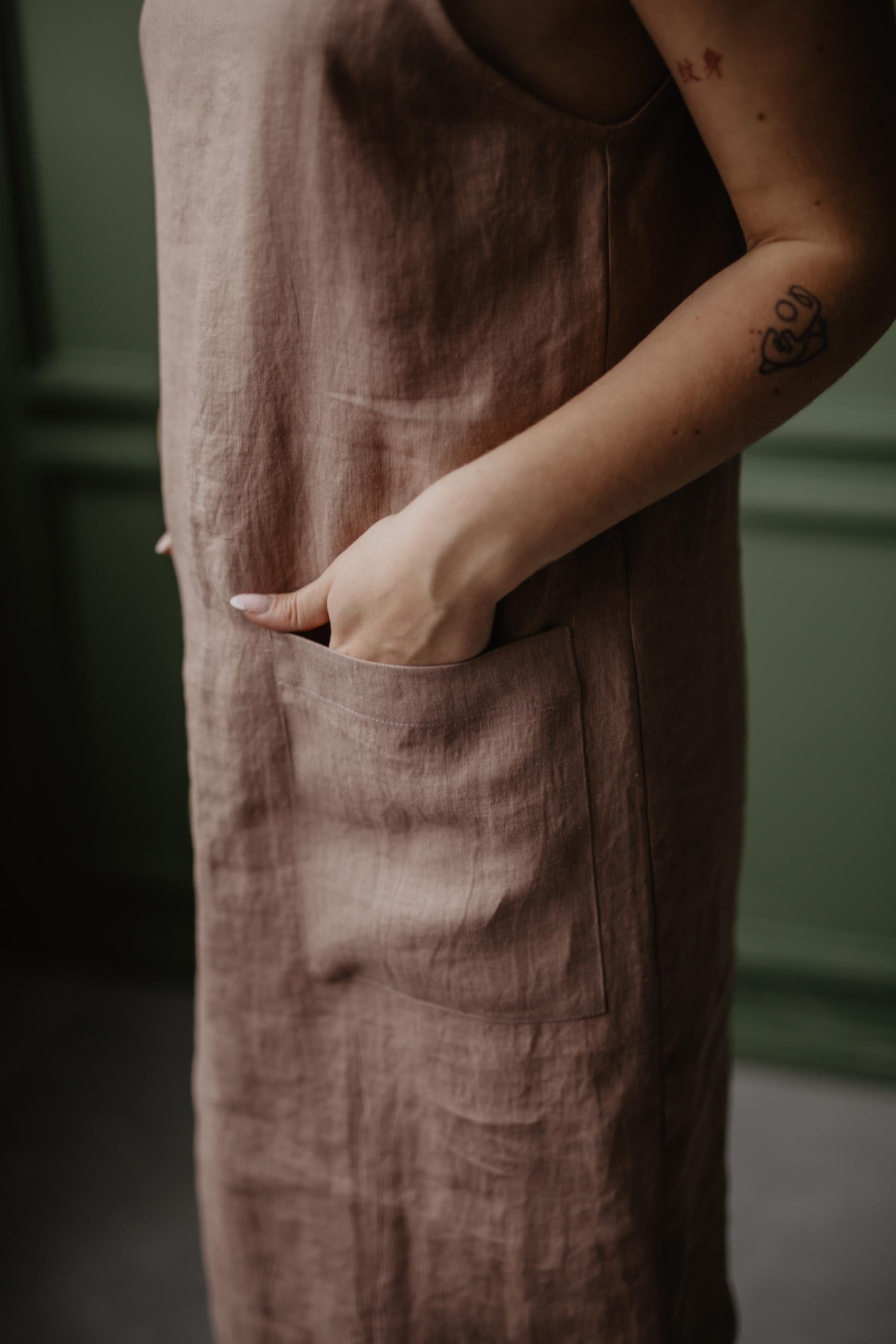 Leinenlatzkleid JADE - Rosenbraun