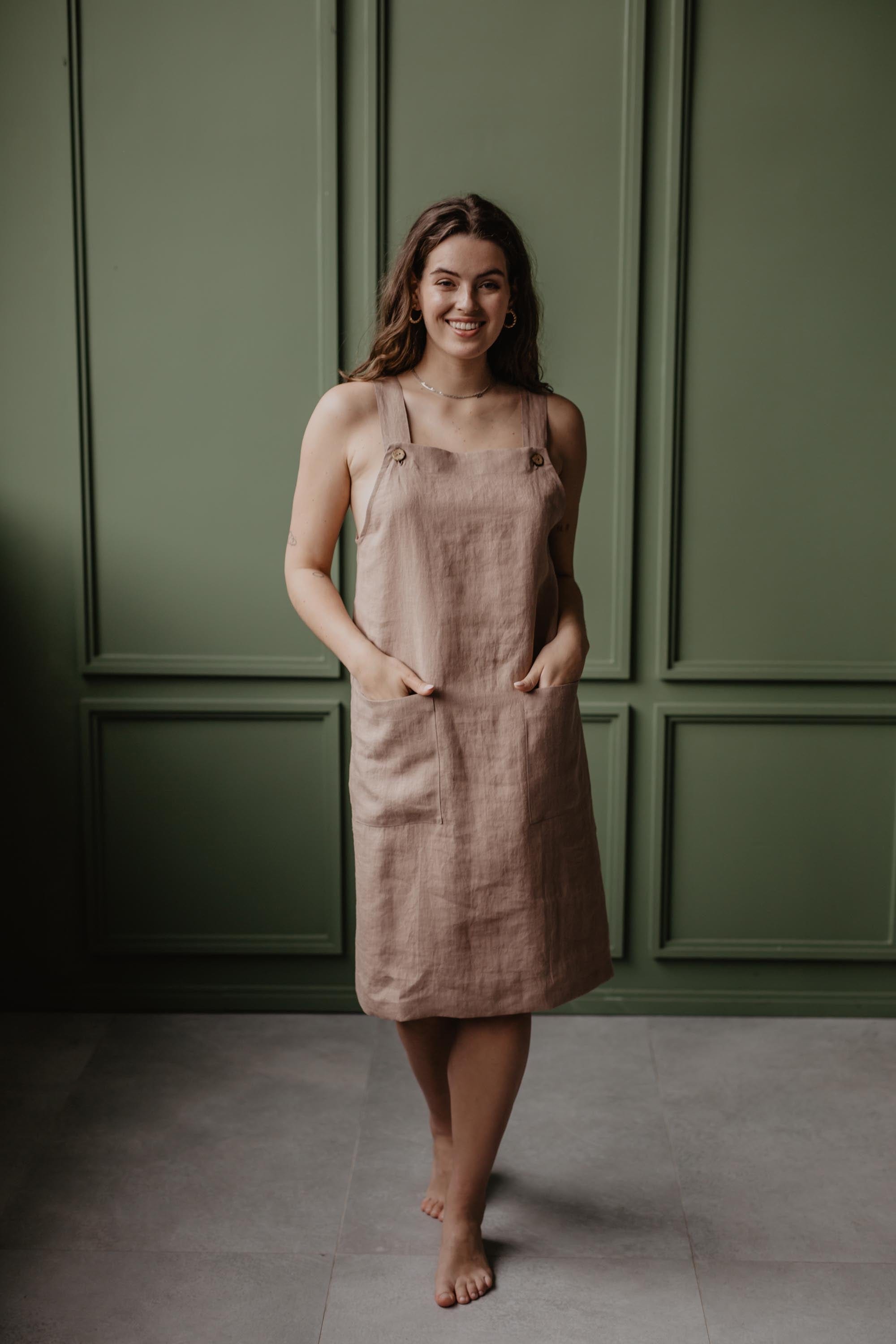 Leinenlatzkleid JADE - Rosenbraun