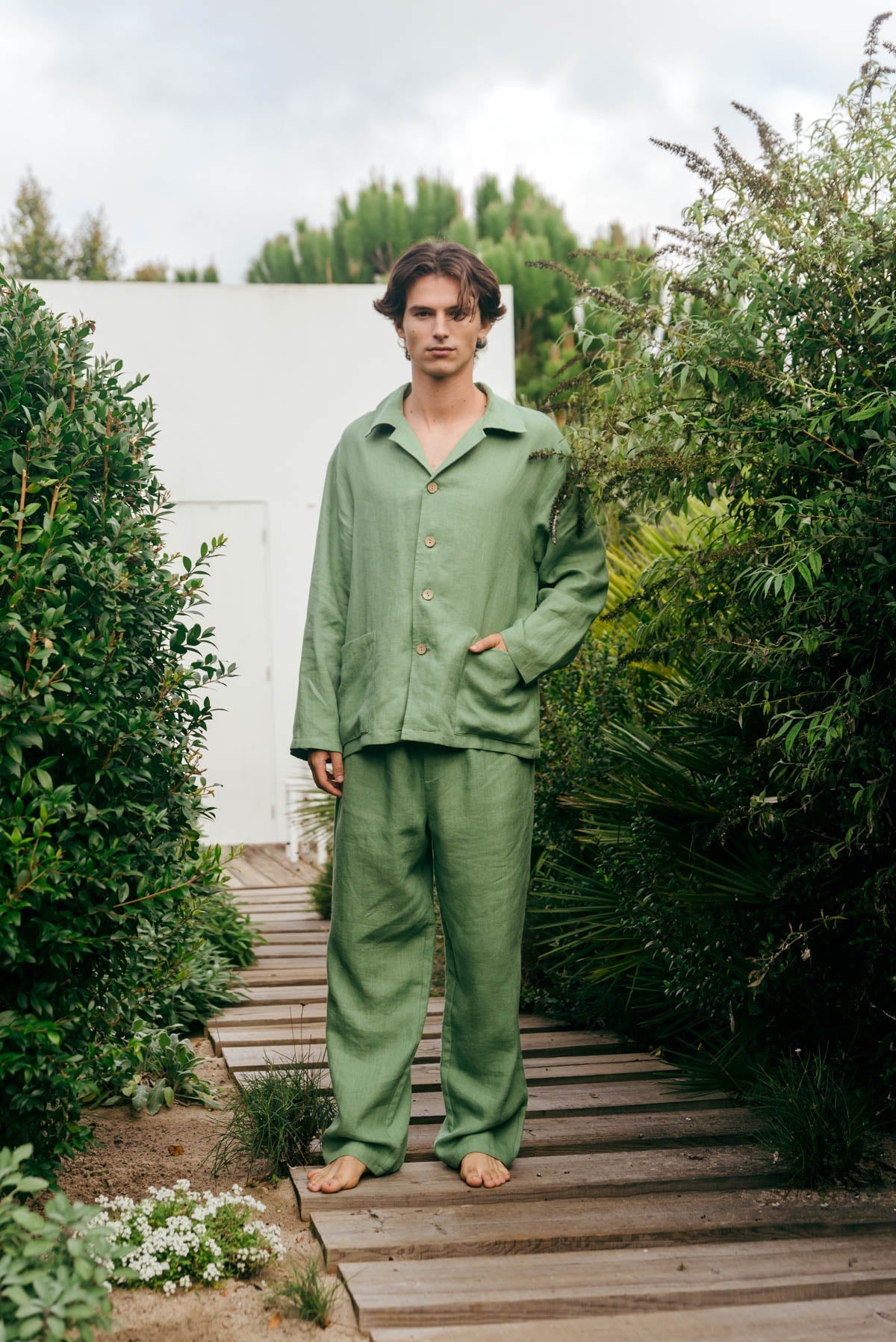 Leinen loungewear set OLIVER - Matcha Grün