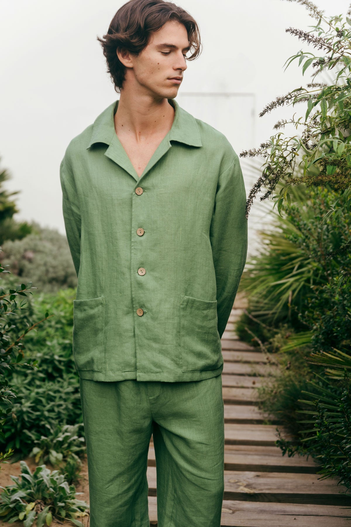 Leinen loungewear set OLIVER - Matcha Grün