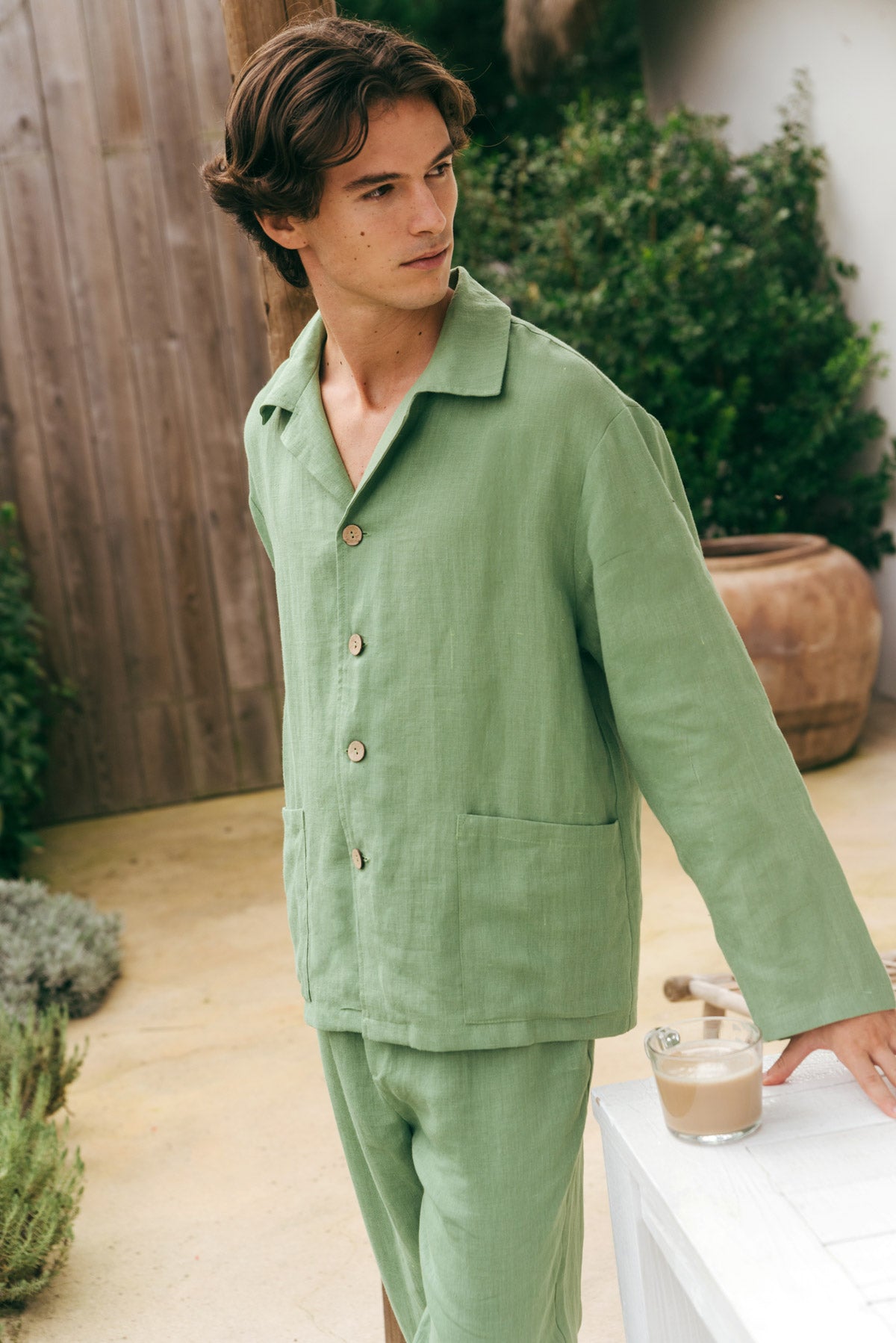 Leinen loungewear set OLIVER - Matcha Grün