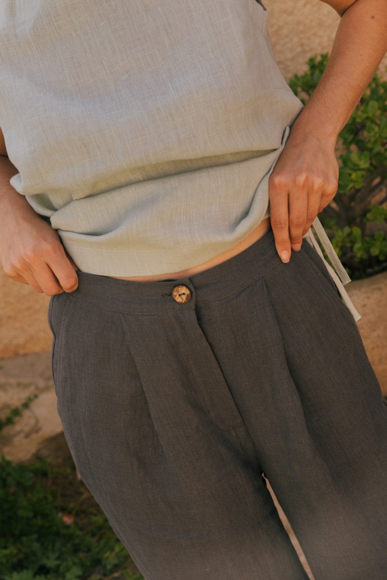 Klassische Leinenhose LYDIA - Anthrazit