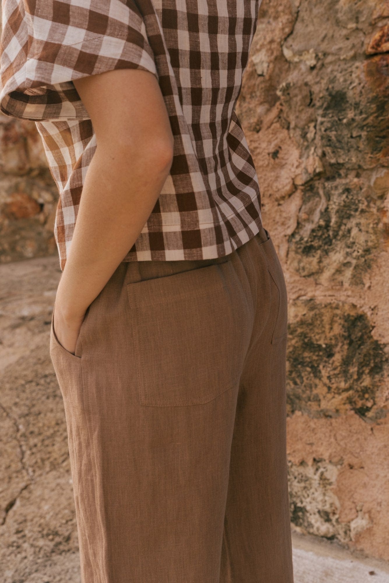Gerade geschnittene Leinenhose BARBORA - Rosenbraun